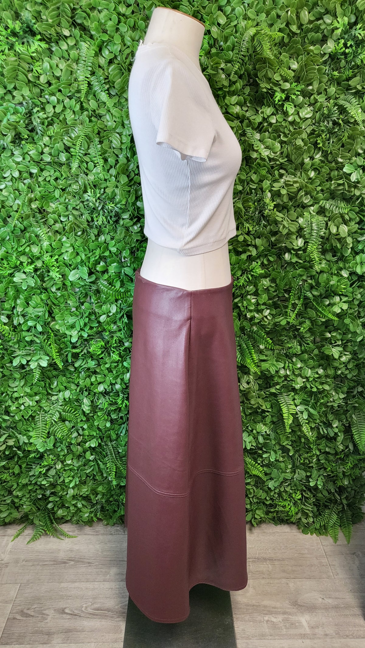 Decjuba Plum Pleather A-line Skirt (12)
