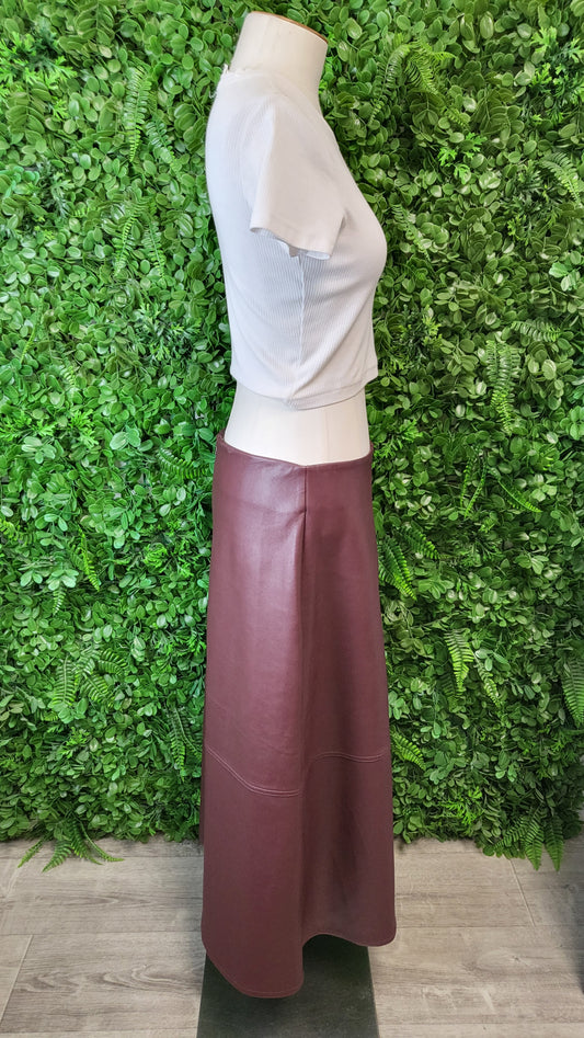 Decjuba Plum Pleather A-line Skirt (12)