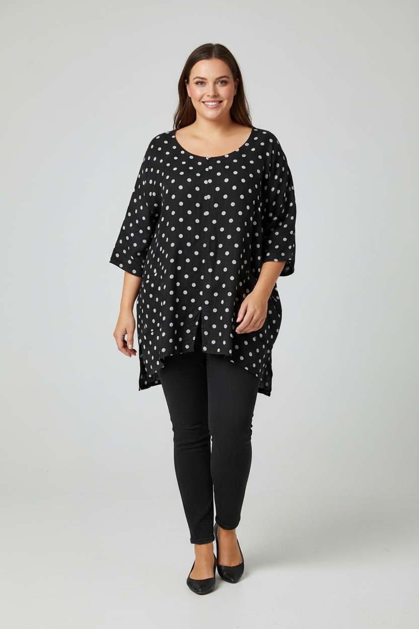 The Italian Closet Spot Linen Top (18-20)