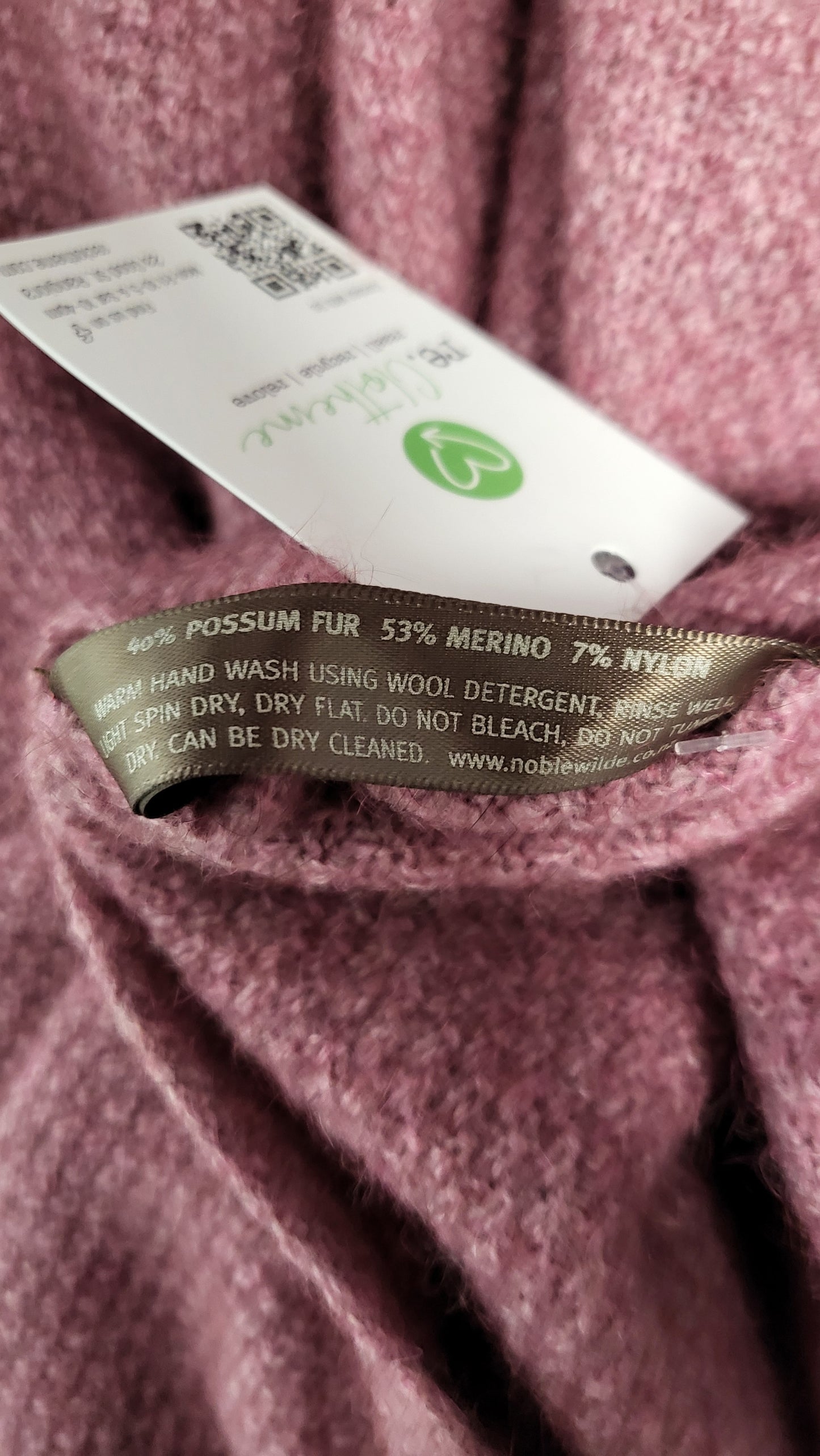 Noble Wilde Pink Possum Merino Cape Knit OSFM