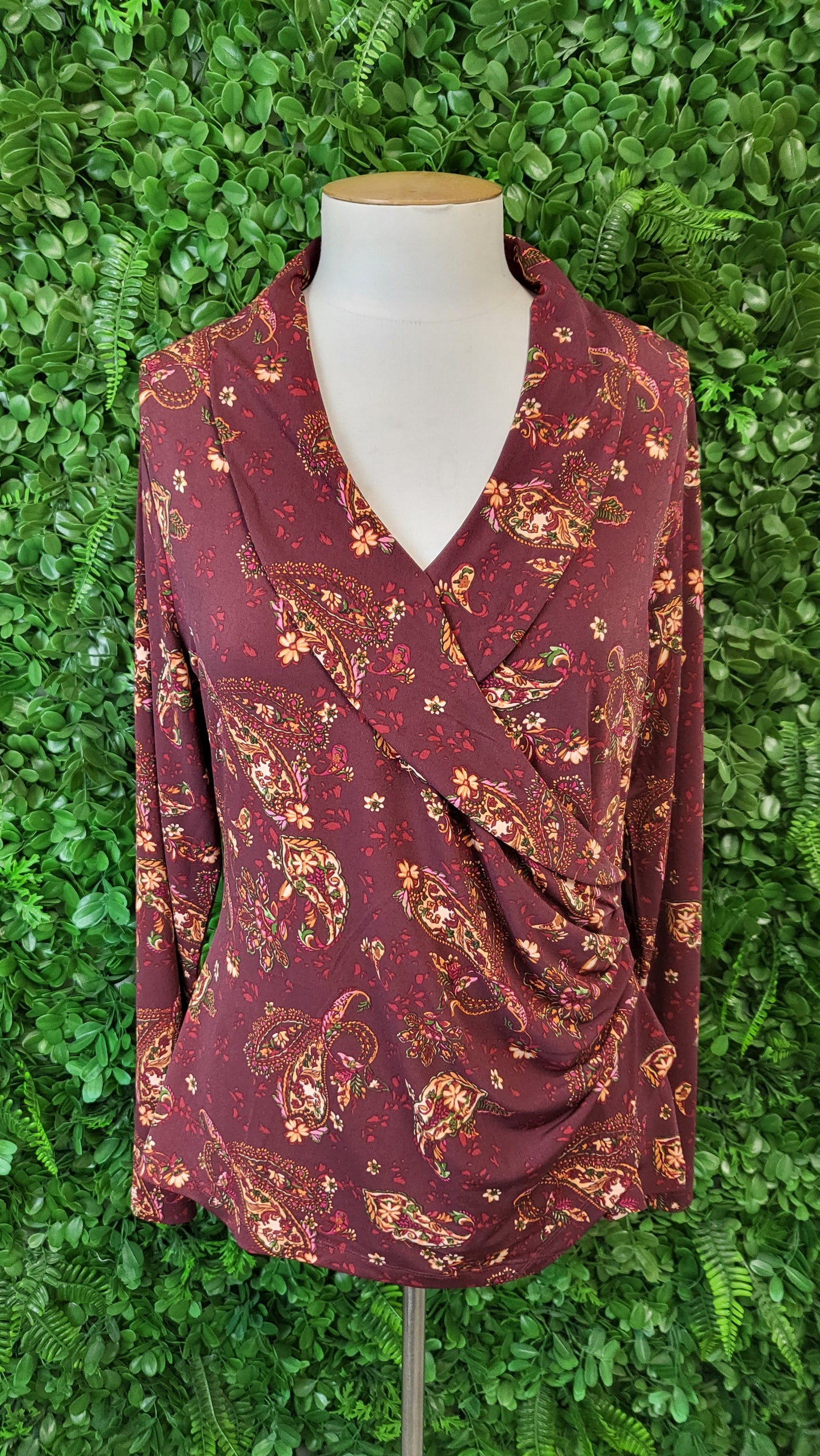 Tahari Print Crossover Top (10-12)