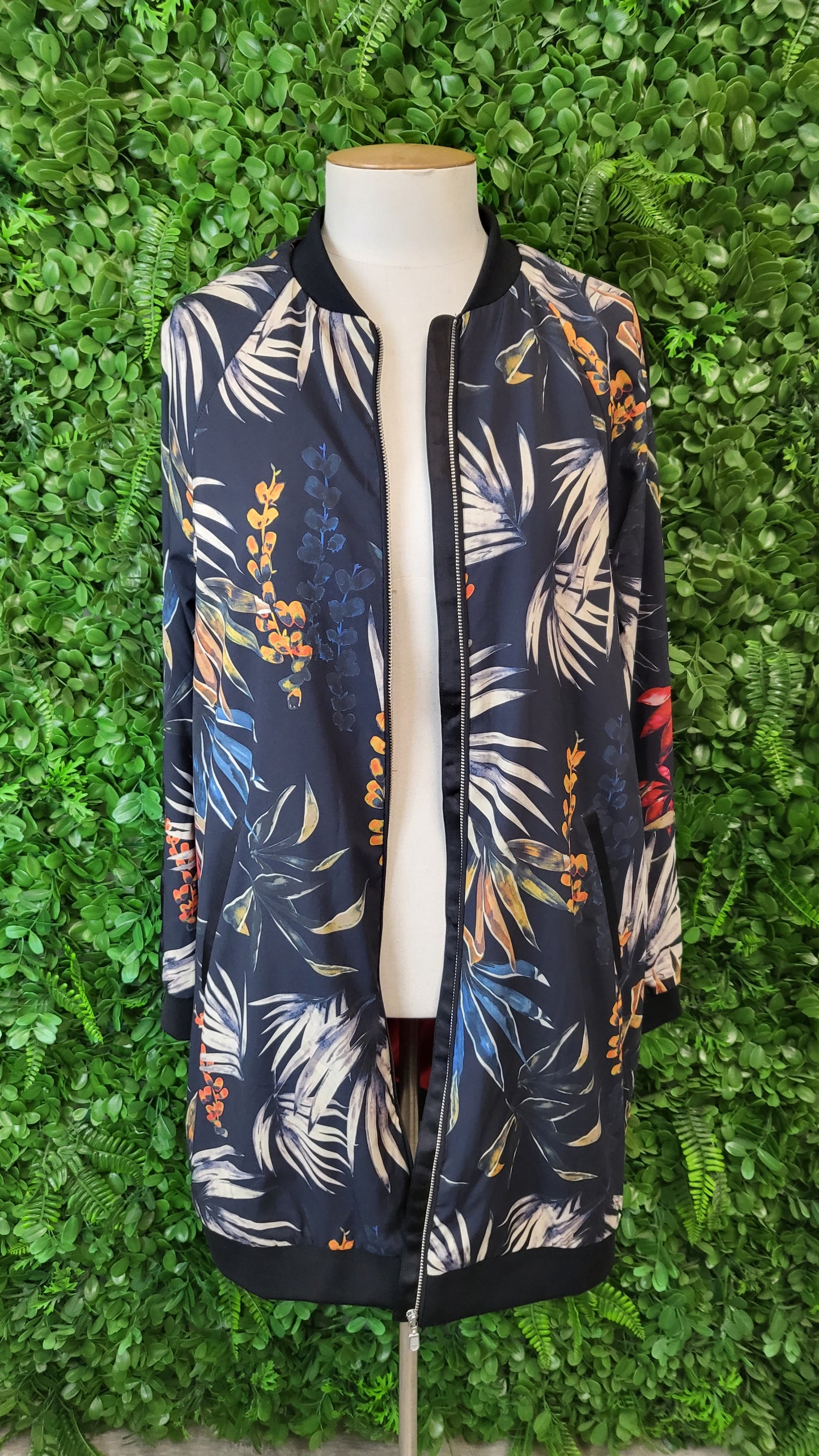 Siren Print Longline Bomber Jacket (10)