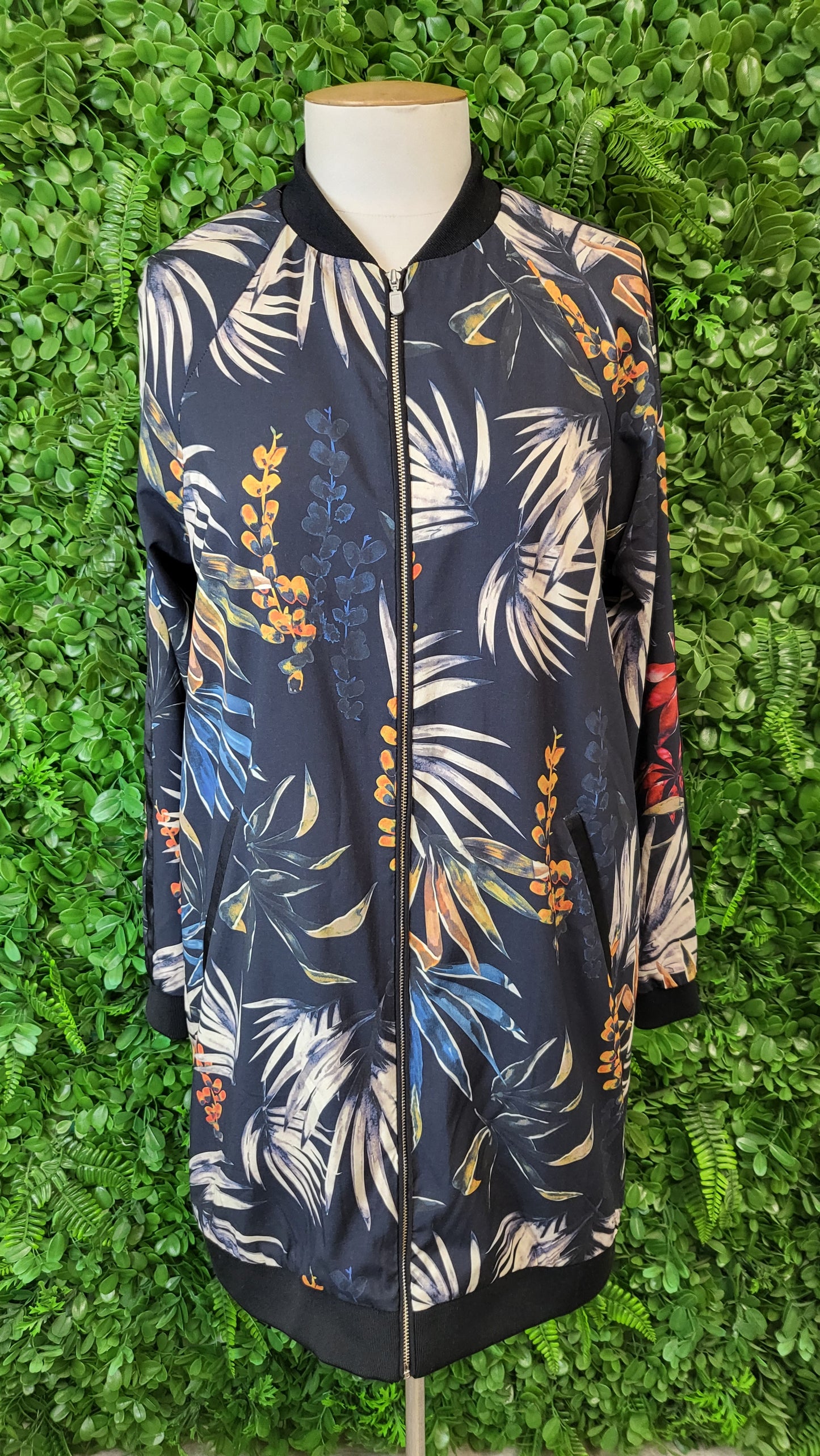 Siren Print Longline Bomber Jacket (10)