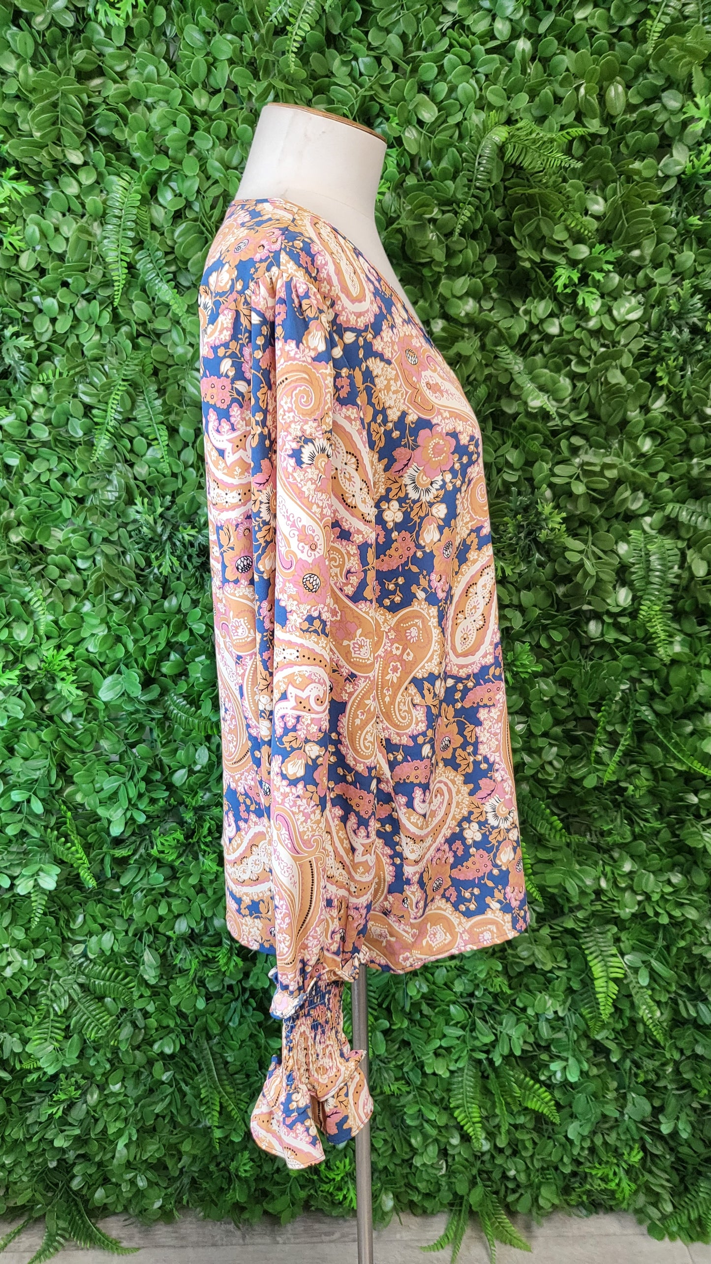 Charlo Print shirred Cuff Blouse (12)