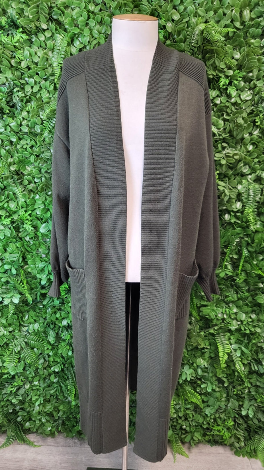 Coco & Belle Khaki Longline Cardi Knit (12-14)