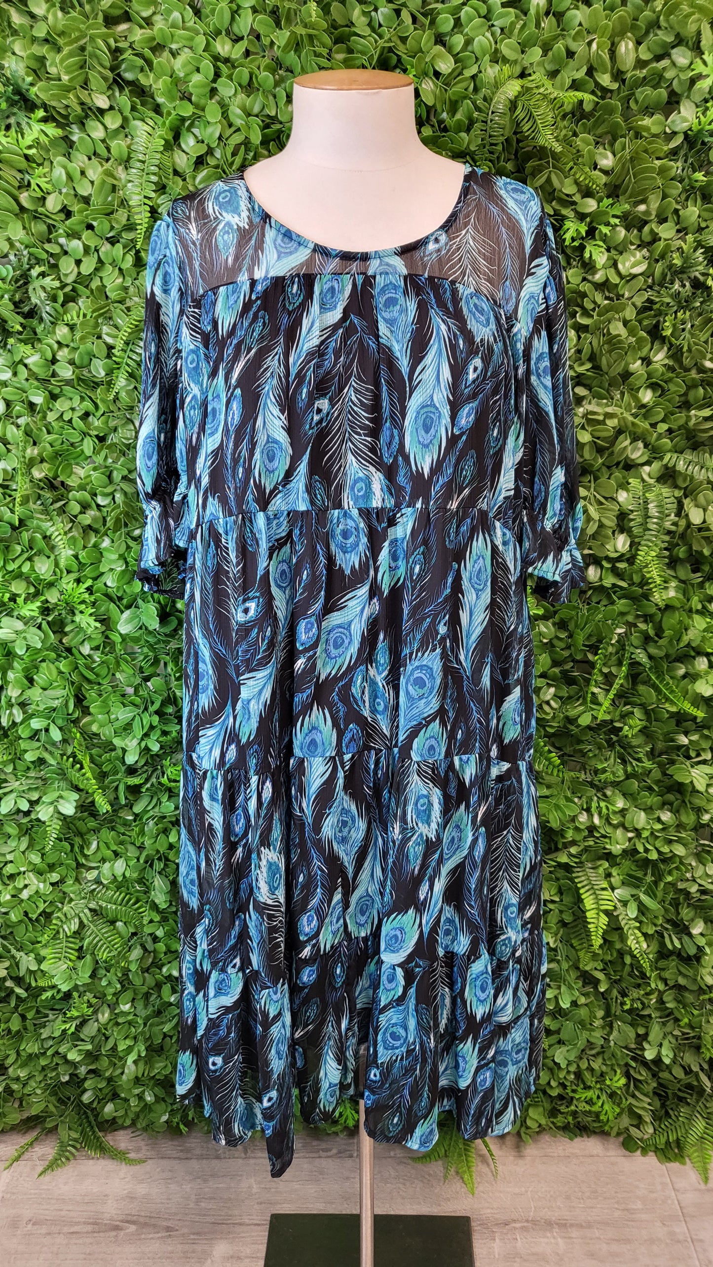 K K Multi Peacock Print Dress (16)