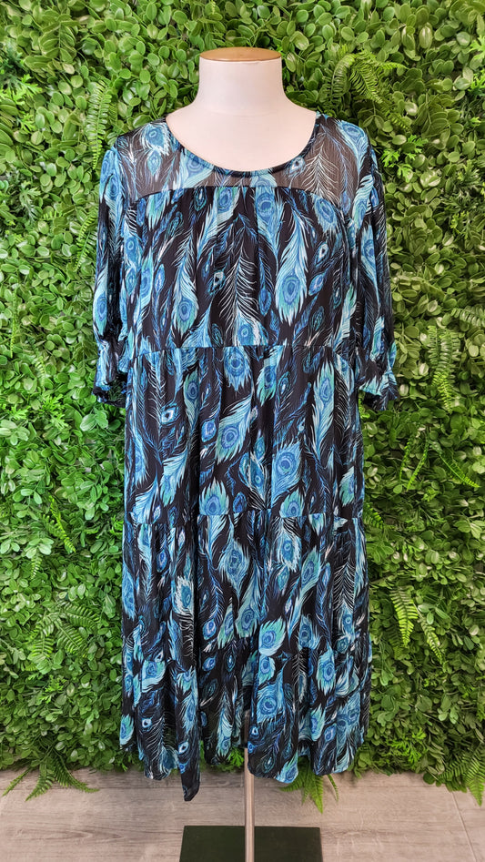 K K Multi Peacock Print Dress (16)