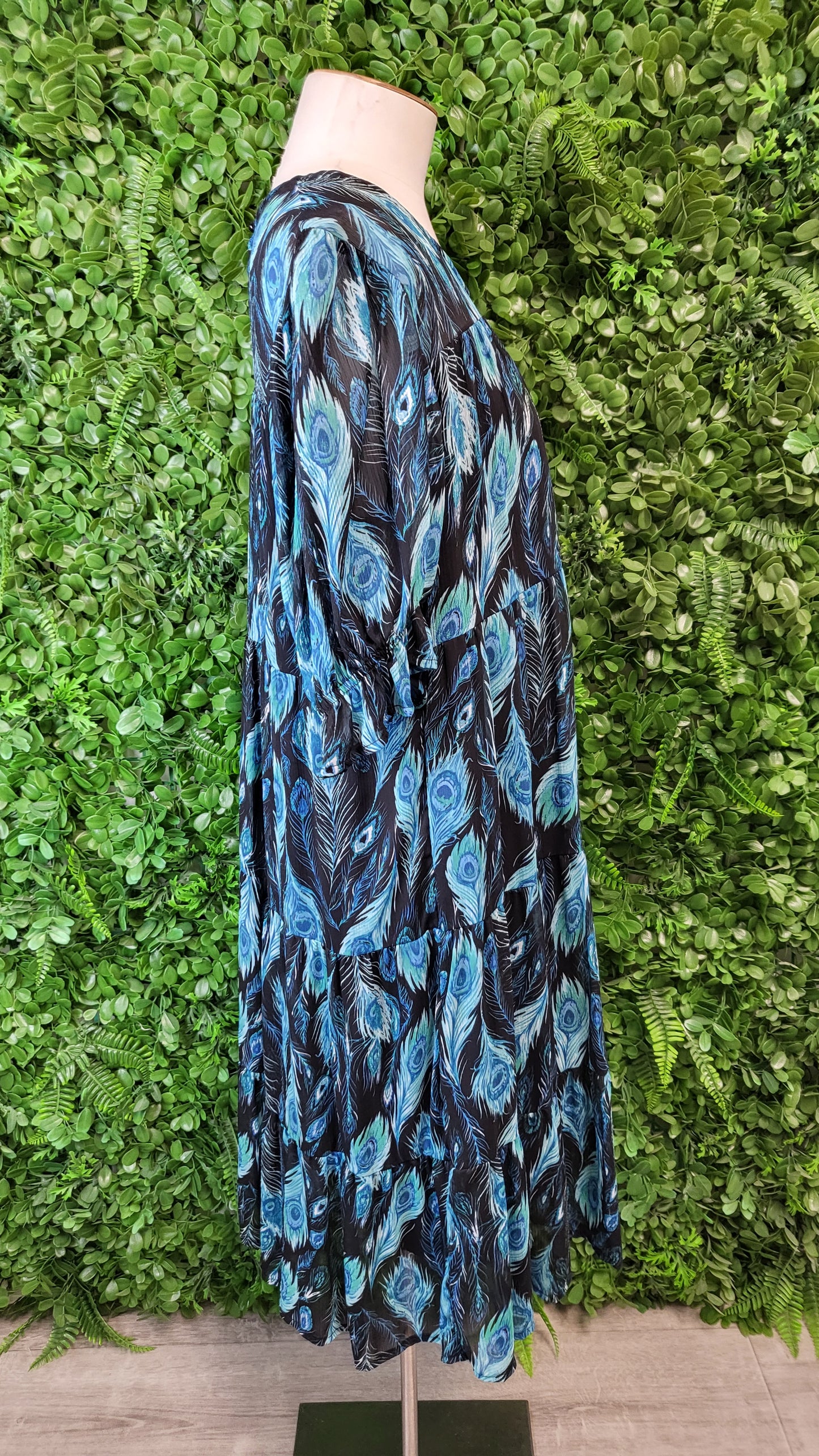 K K Multi Peacock Print Dress (16)