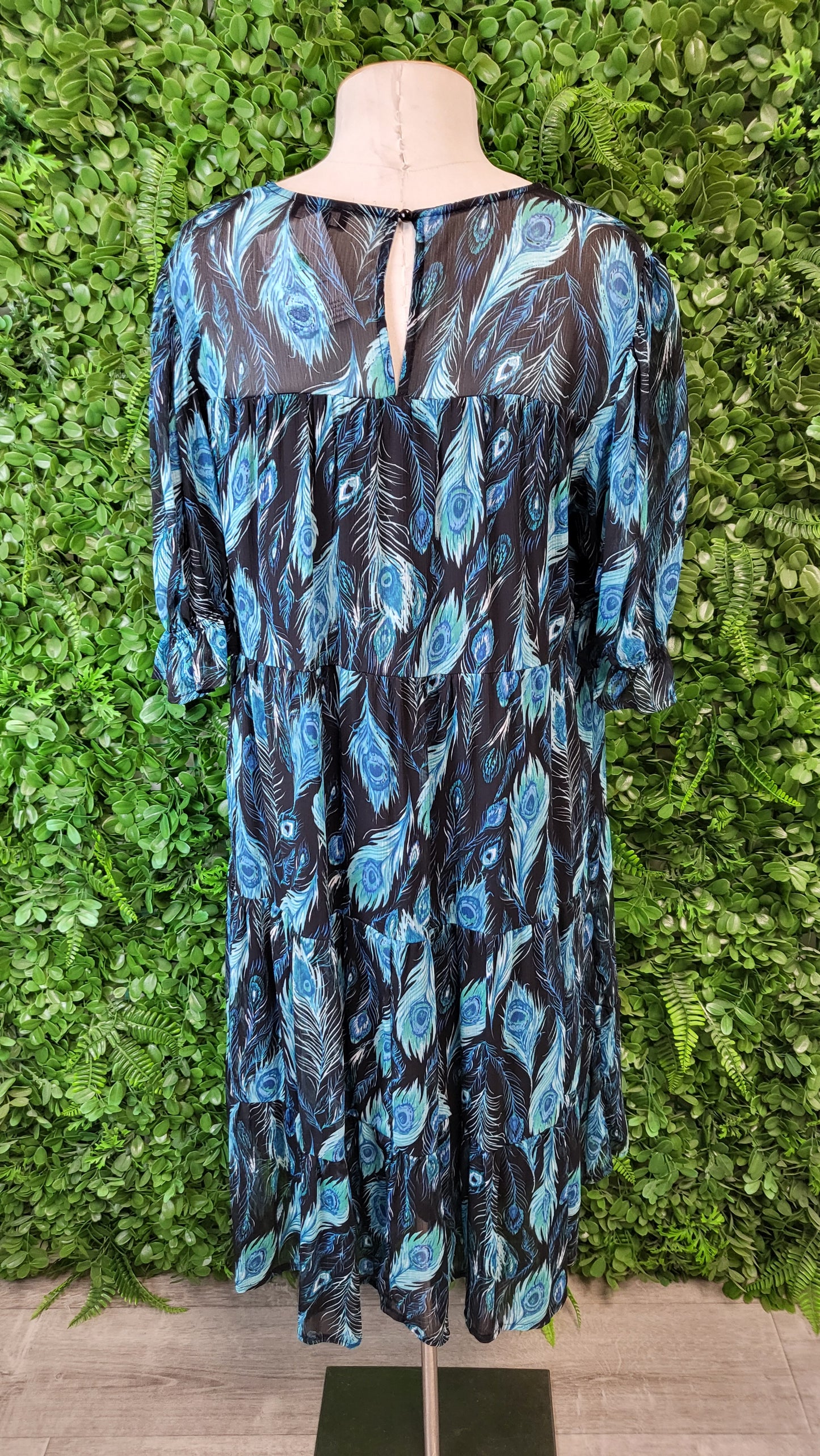 K K Multi Peacock Print Dress (16)