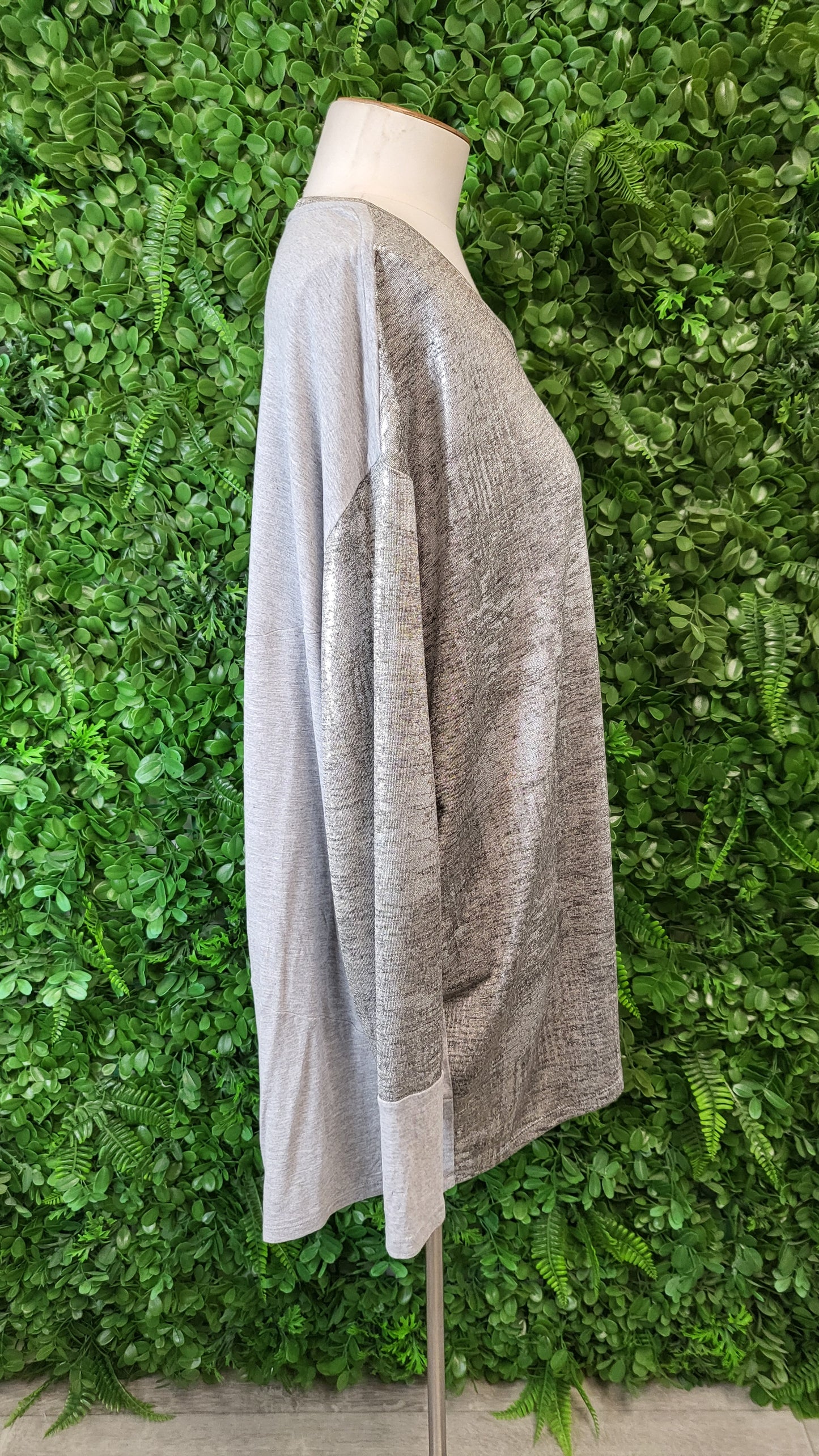 Jackie Peters Metallic Silver Long Sleeve Top (18)