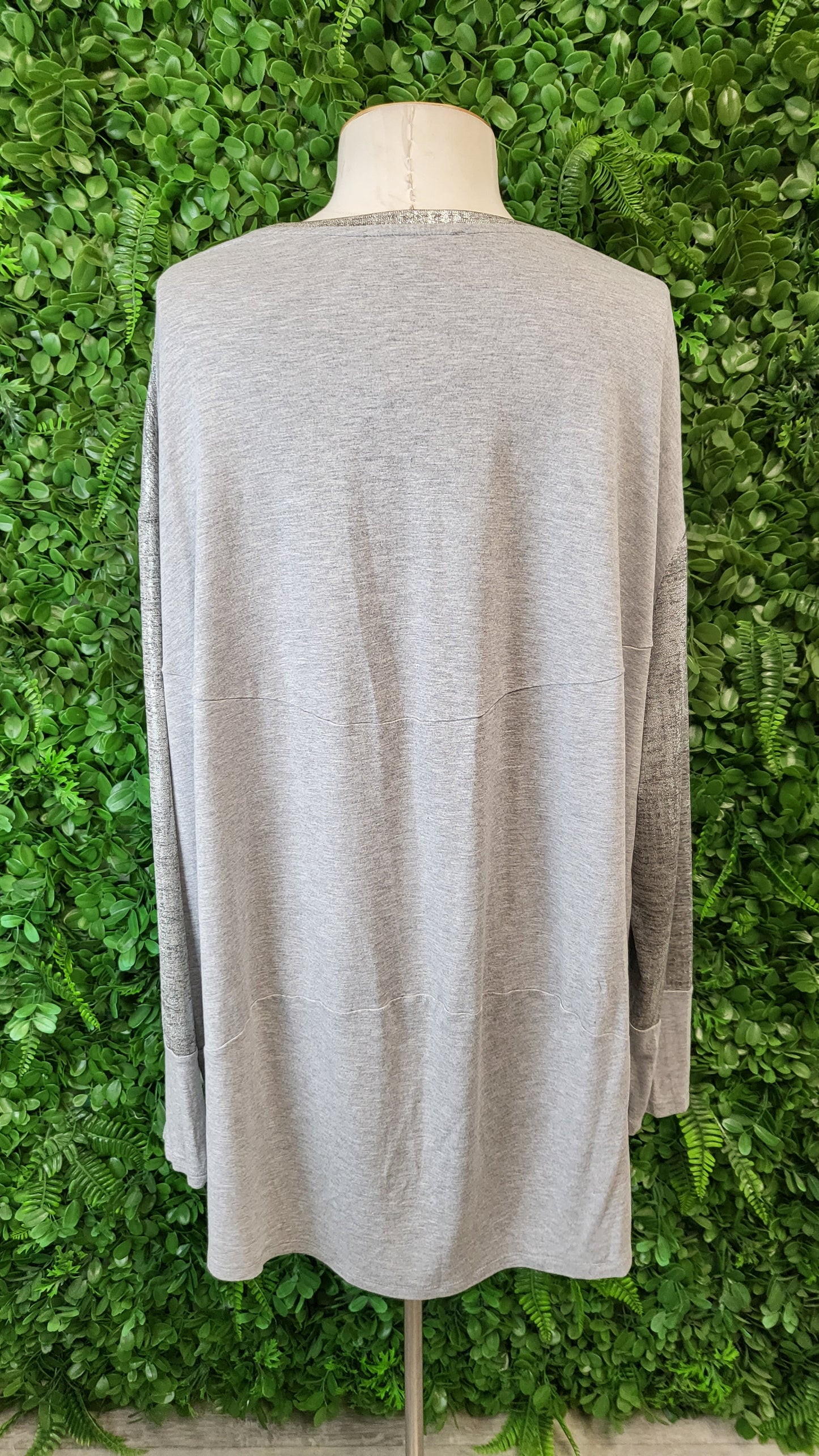 Jackie Peters Metallic Silver Long Sleeve Top (18)