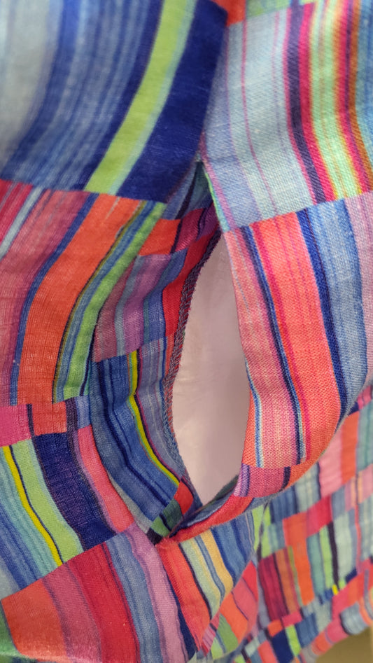 Blue Illusion Print Linen Shift Dress (18)