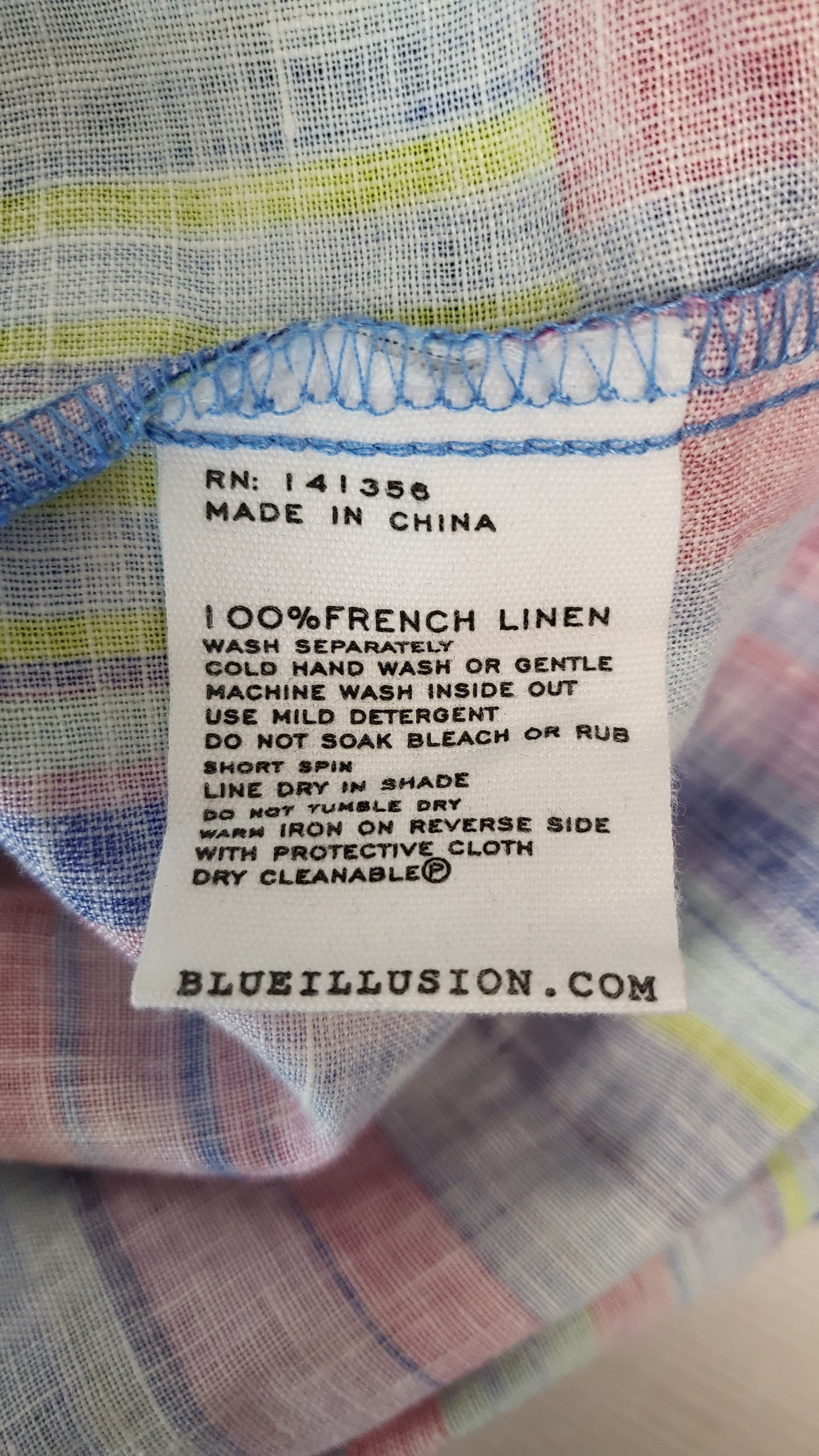 Blue Illusion Print Linen Shift Dress (18)