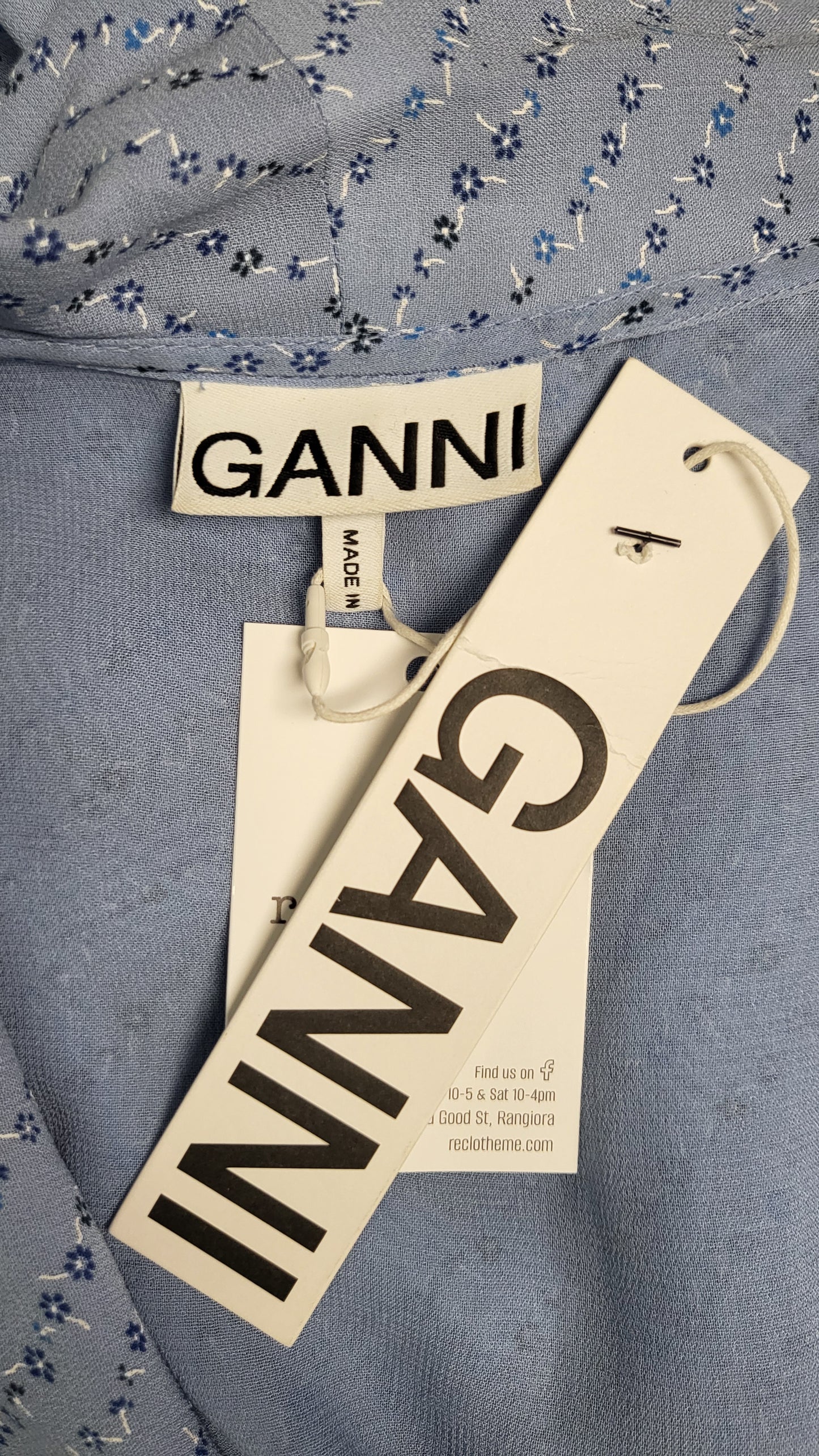 Ganni Blue Print Wrap Dress BNWT (10)