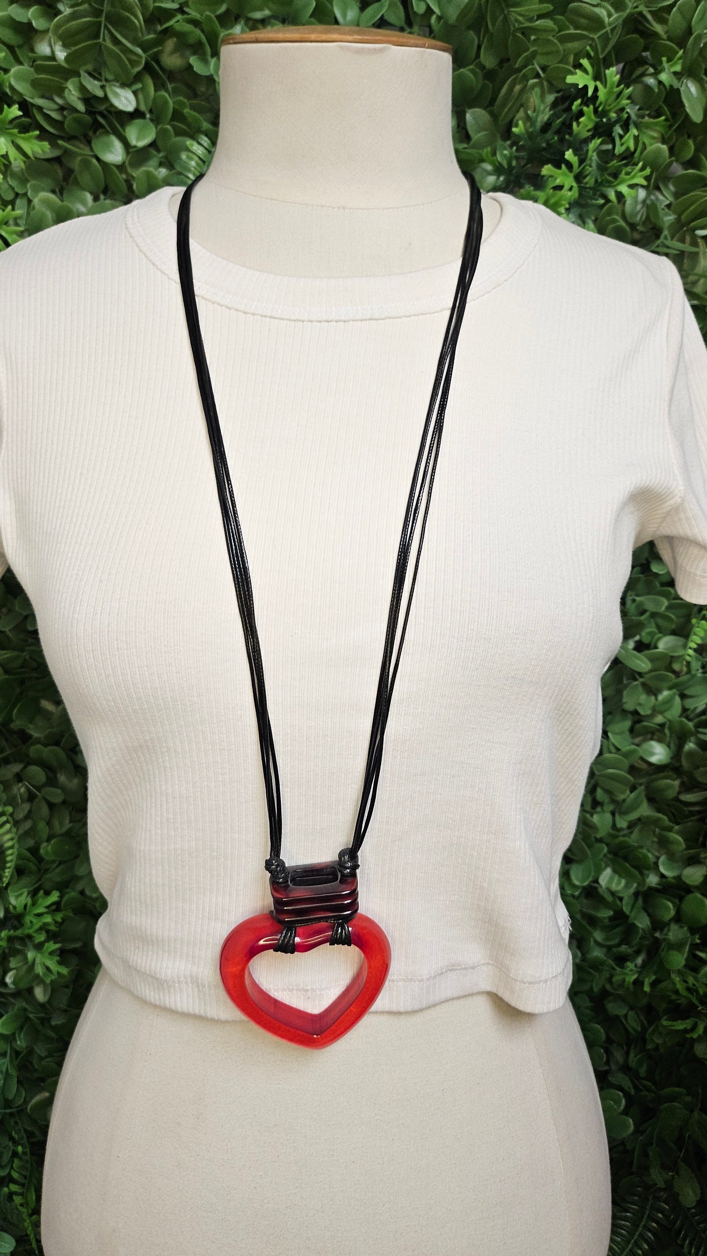 TS Red Resin Heart Necklace
