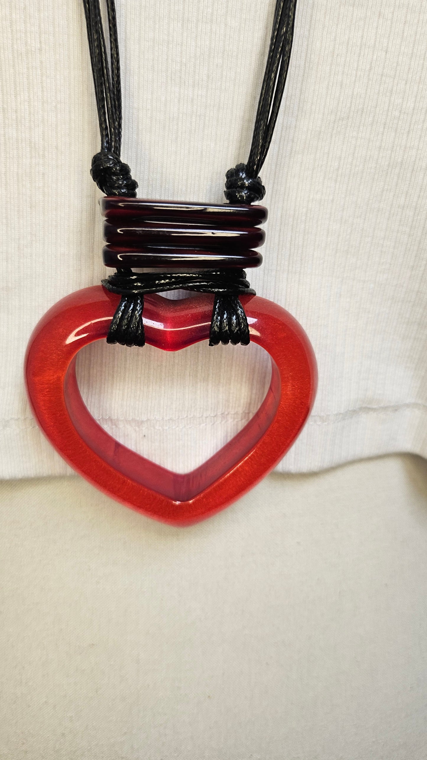TS Red Resin Heart Necklace