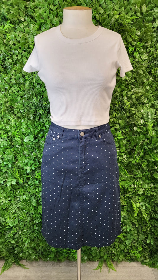 Ballantynes Essentials Navy Print Skirt (8)