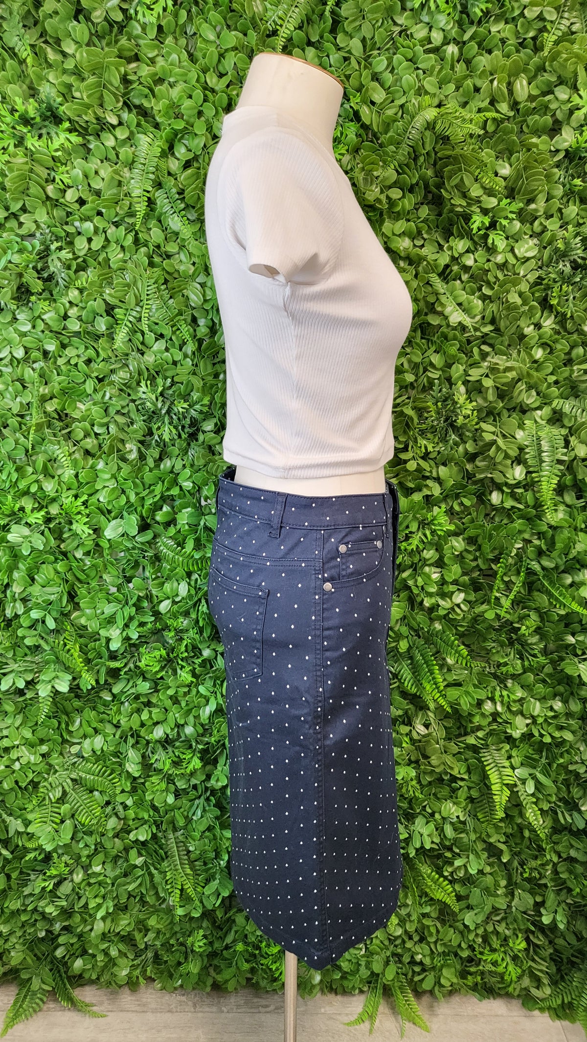 Ballantynes Essentials Navy Print Skirt (8)