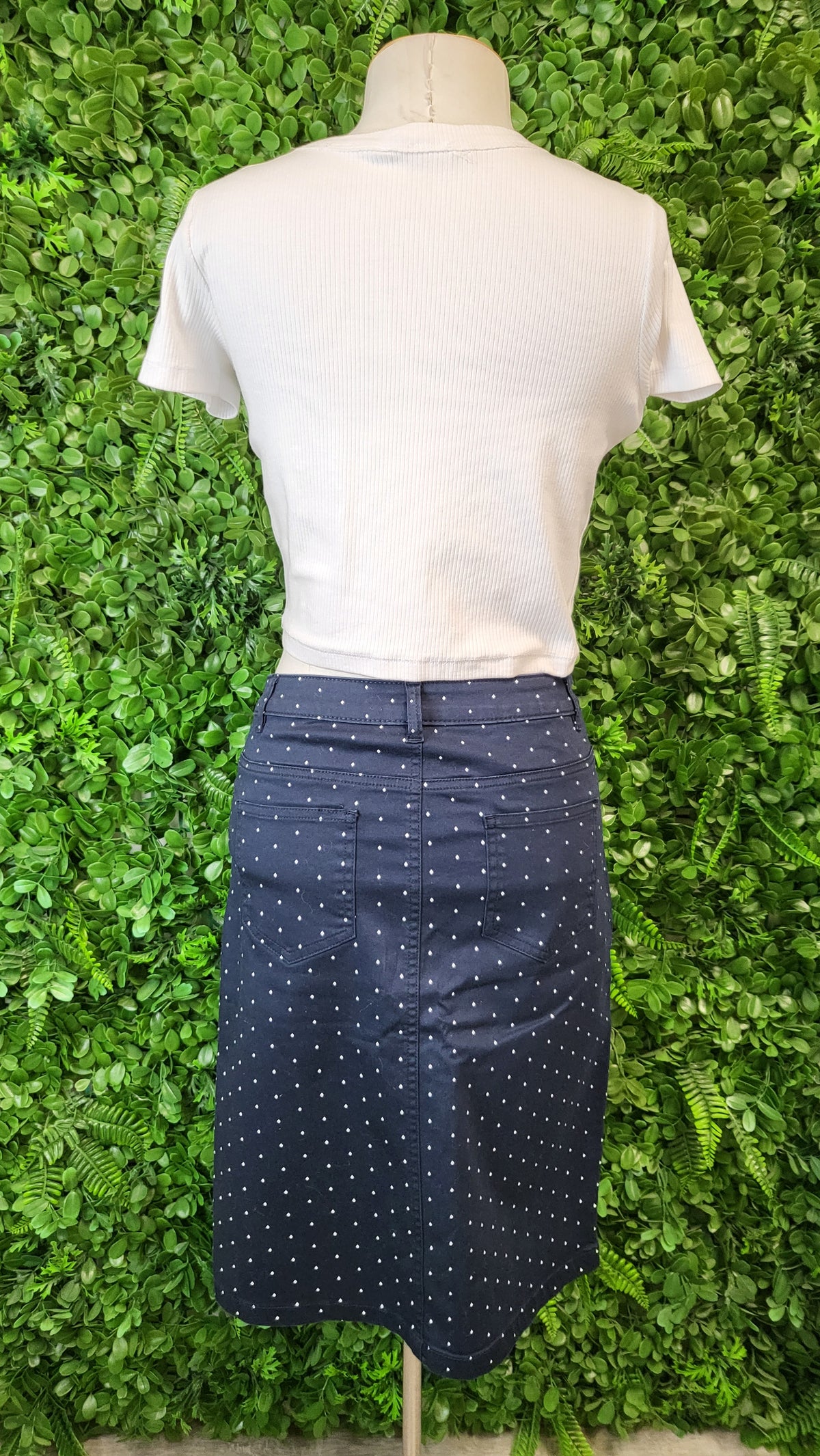 Ballantynes Essentials Navy Print Skirt (8)