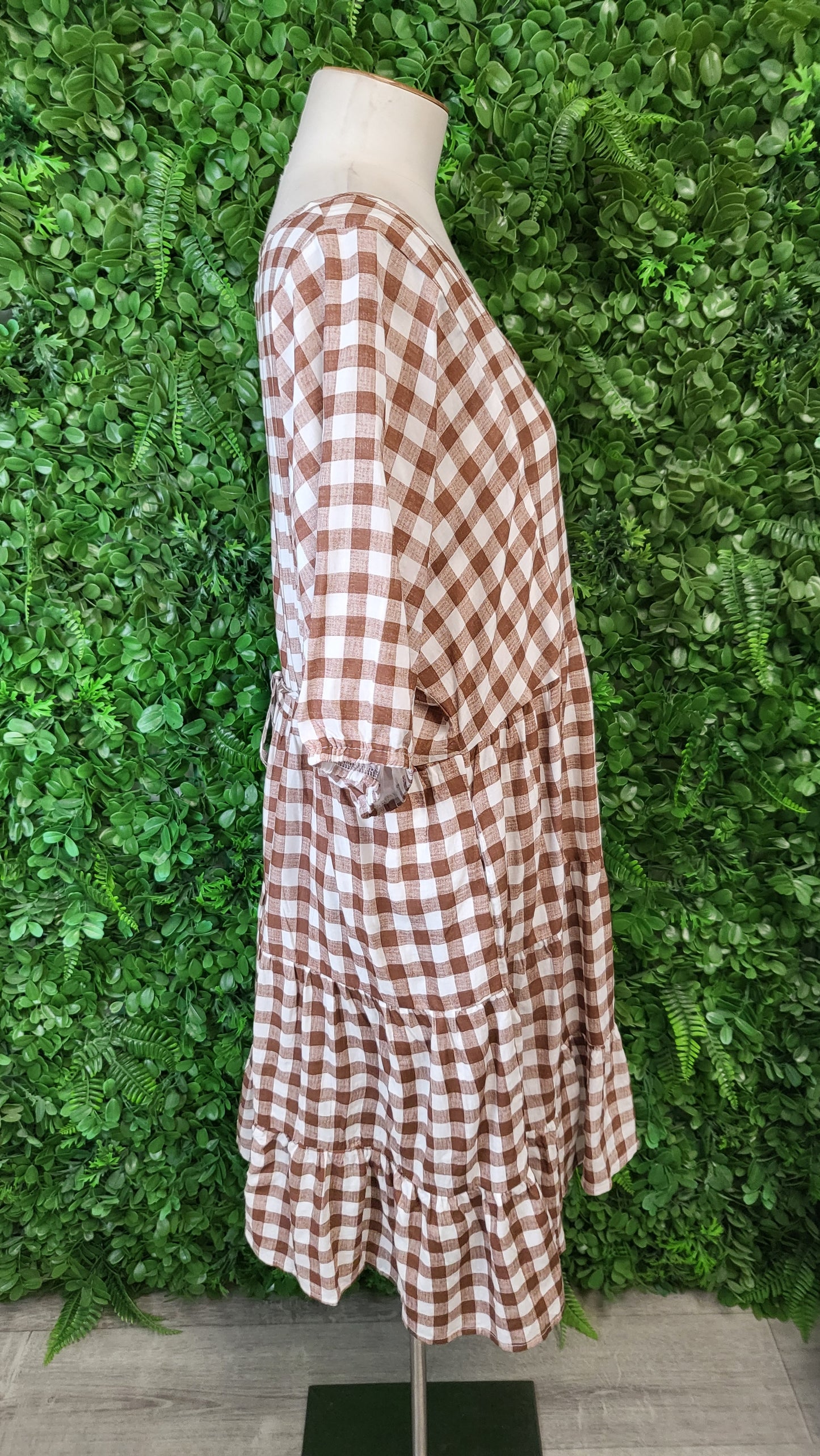 Salty Crush Brown Gingham Dress (12-14)