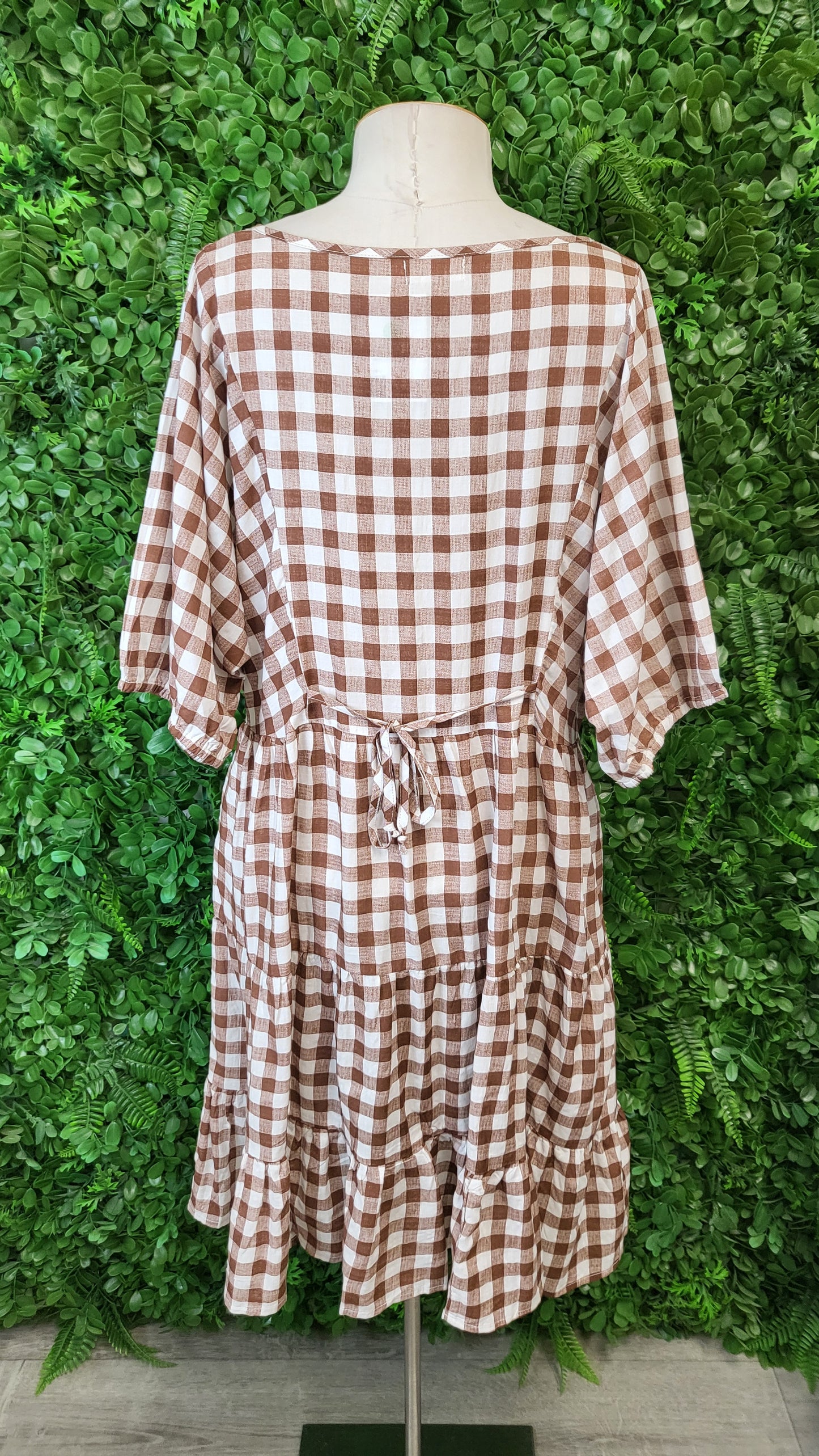Salty Crush Brown Gingham Dress (12-14)