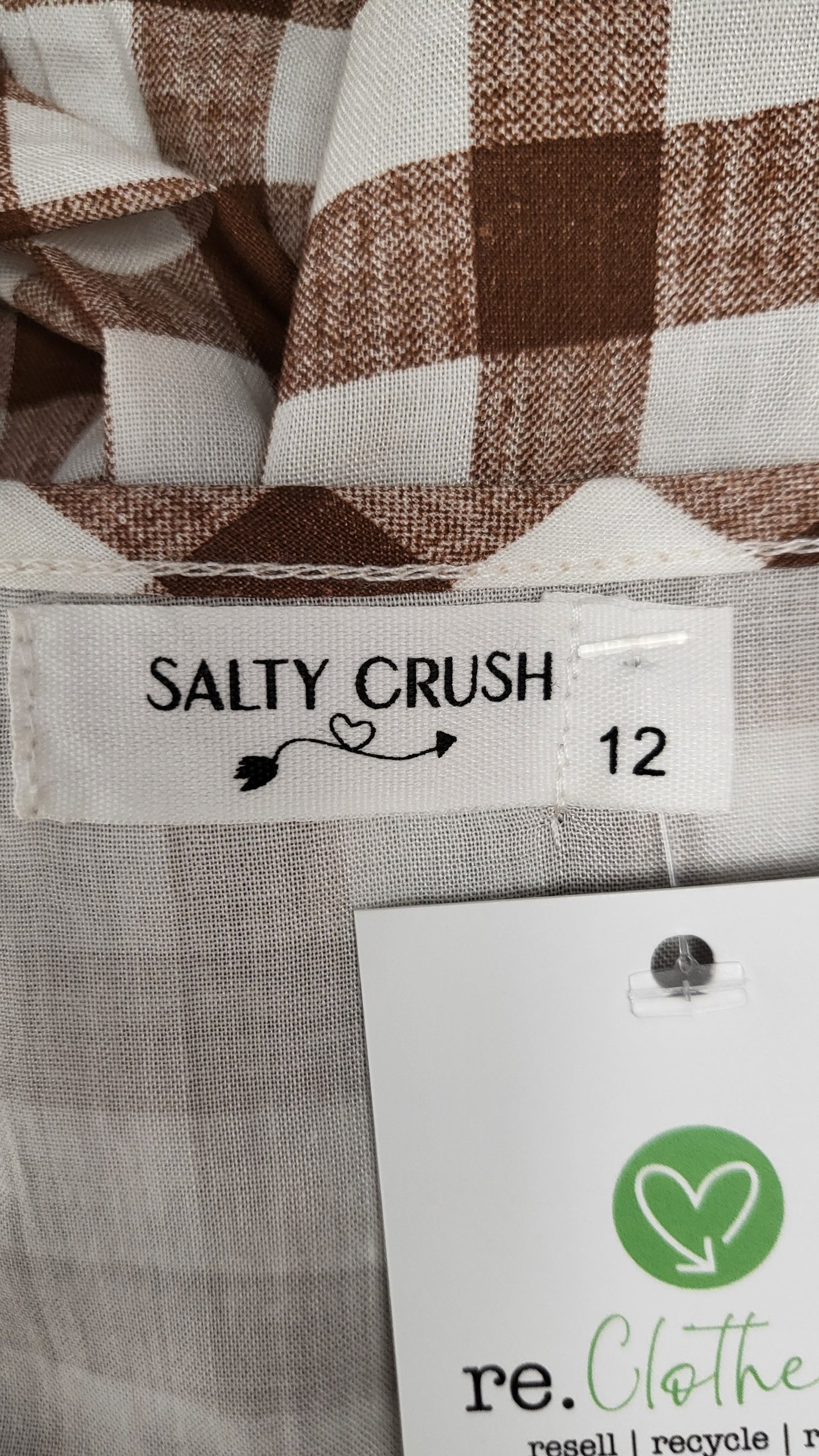 Salty Crush Brown Gingham Dress (12-14)