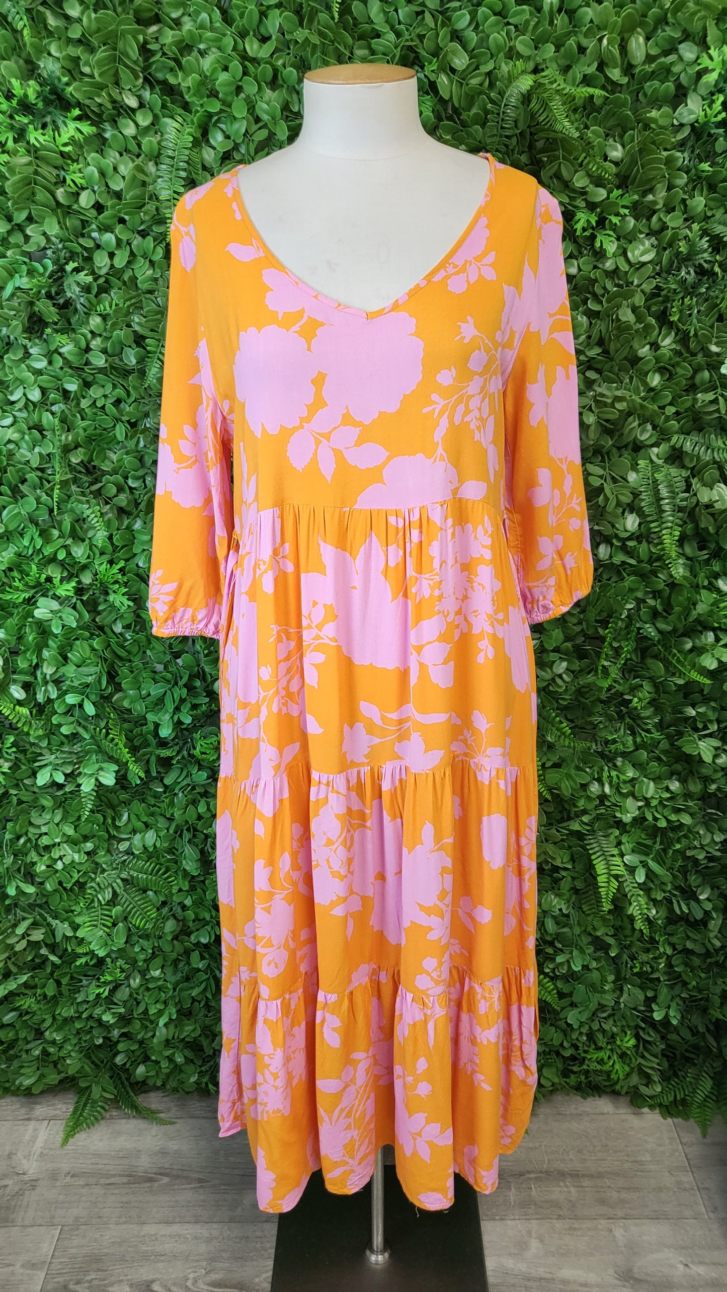 Petal + Pup Orange/Pink Tiered Dress (10)