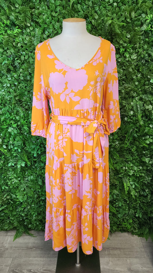 Petal + Pup Orange/Pink Tiered Dress (10)