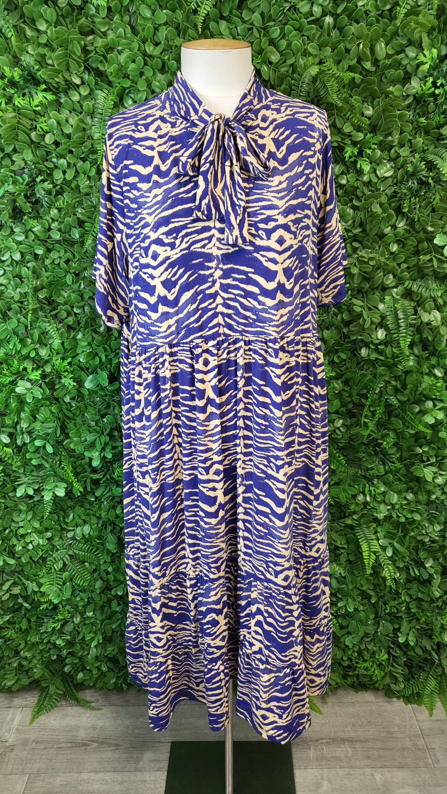 Exotica Blue/Tan Animal Print Dress (16-18)
