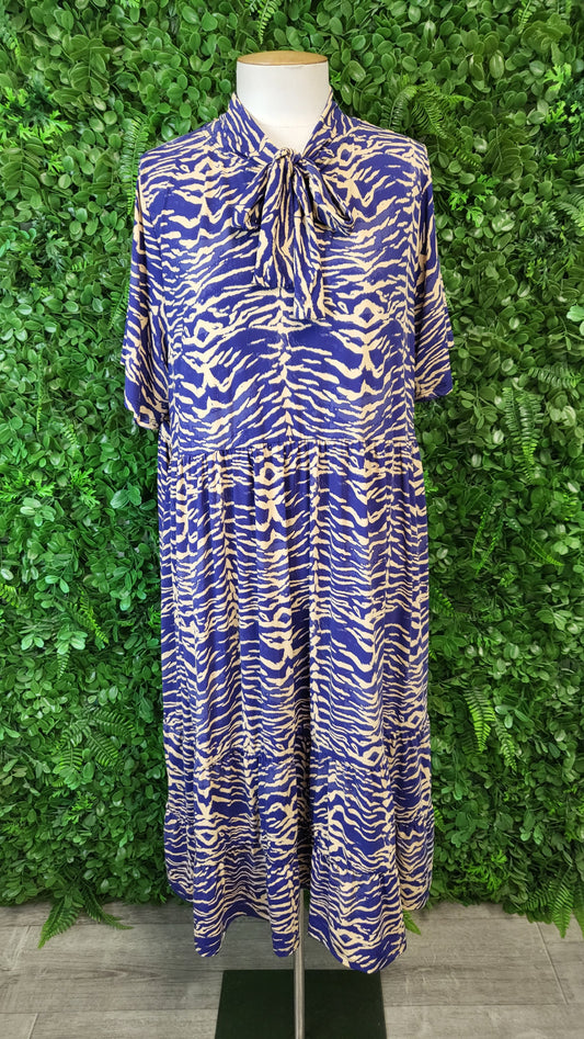 Exotica Blue/Tan Animal Print Dress (16-18)