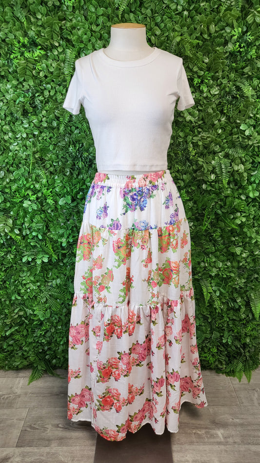 Lollys Laundry Floral Sunset Maxi Skirt (10-14)