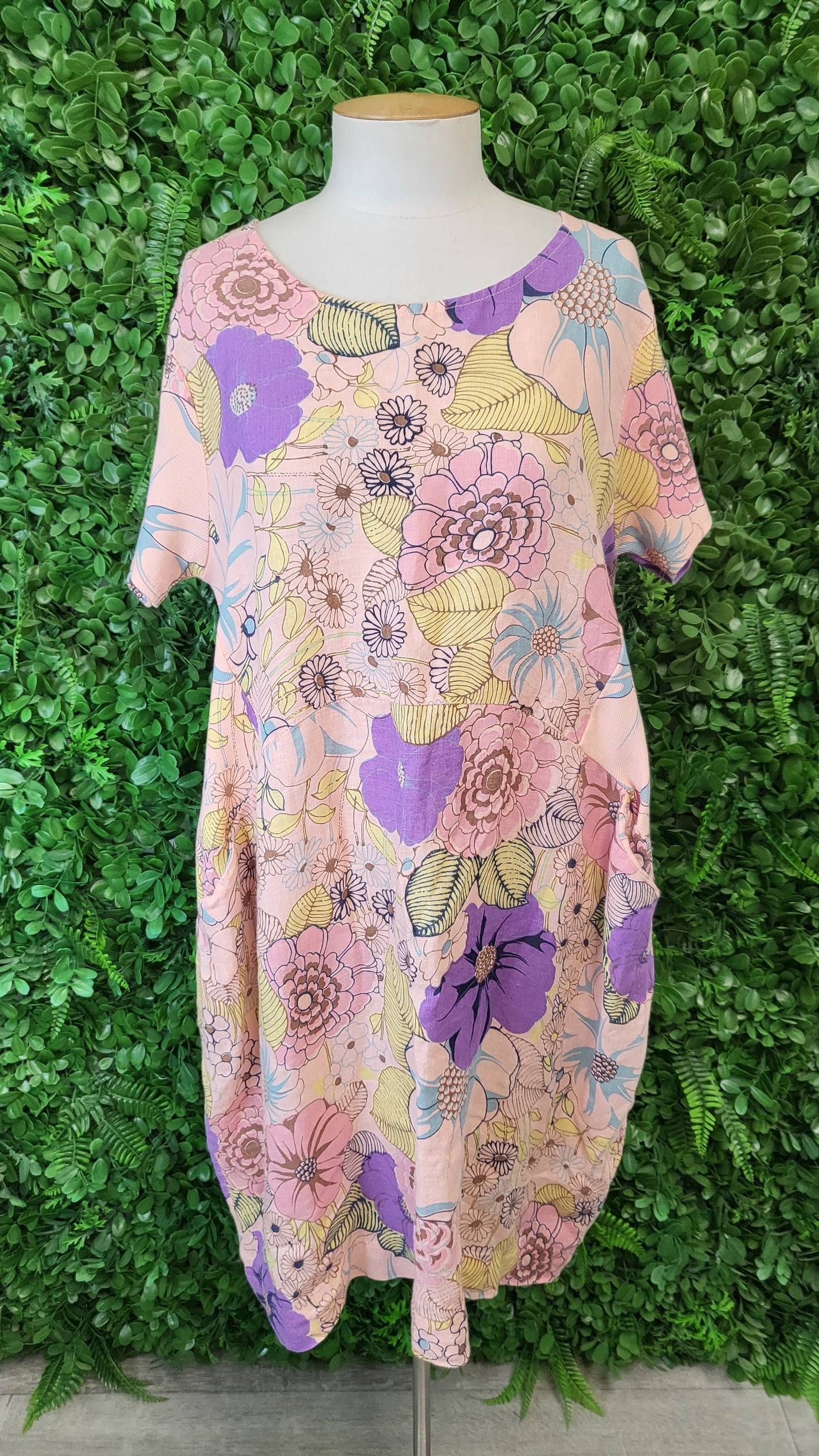 Helga May Print Linen Dress (12-14)