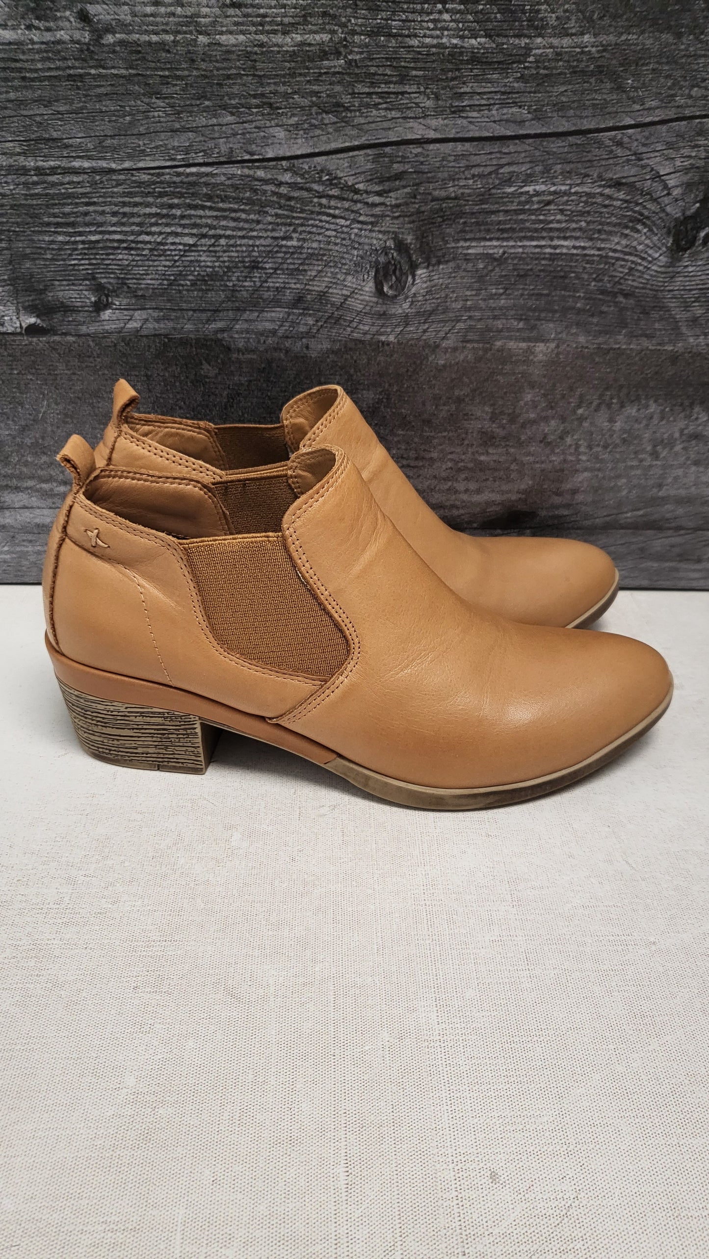 Cabello Tan Ankle Booties 37/38