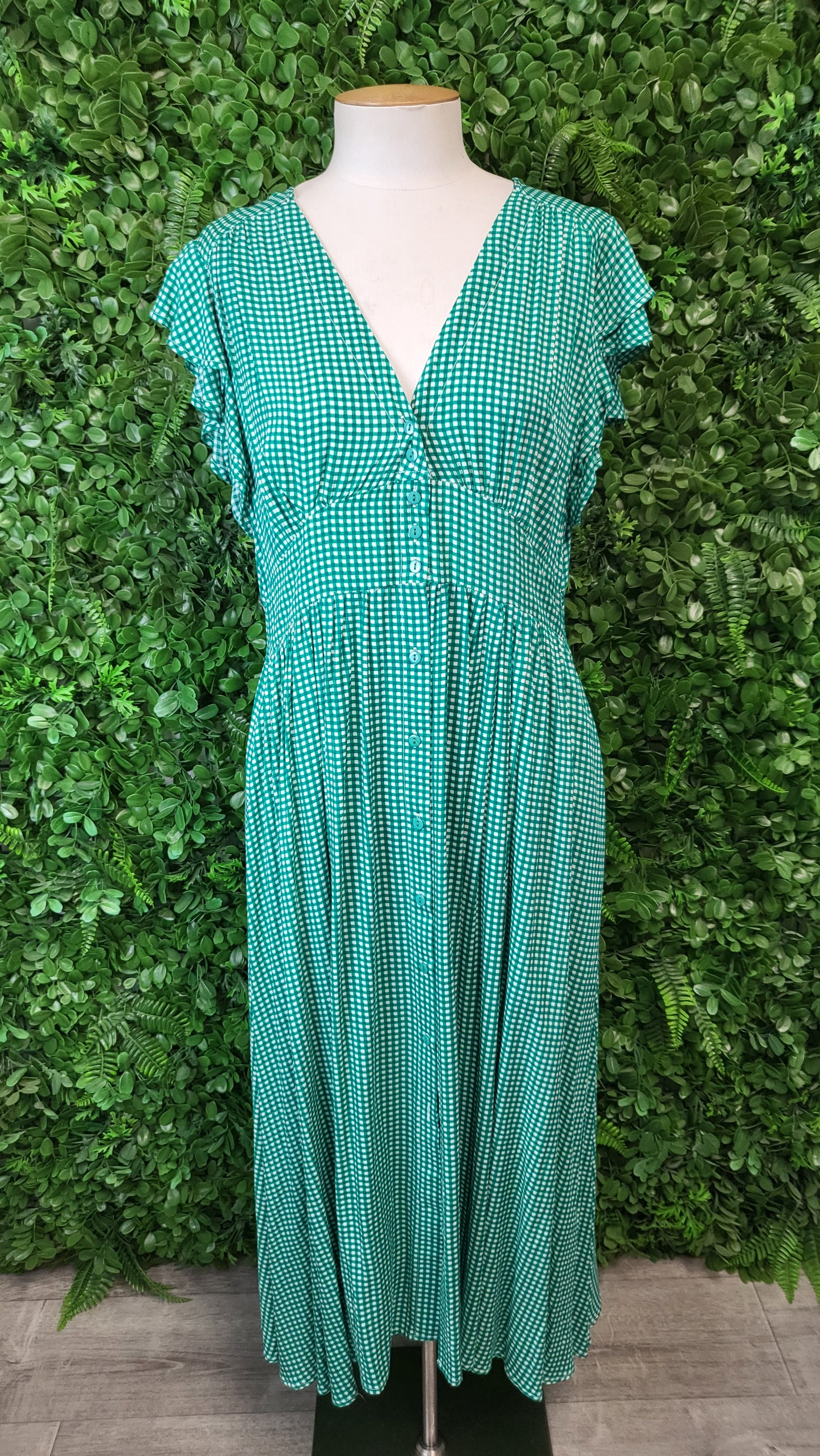 Sunday Boho Green Gingham Dress (14)