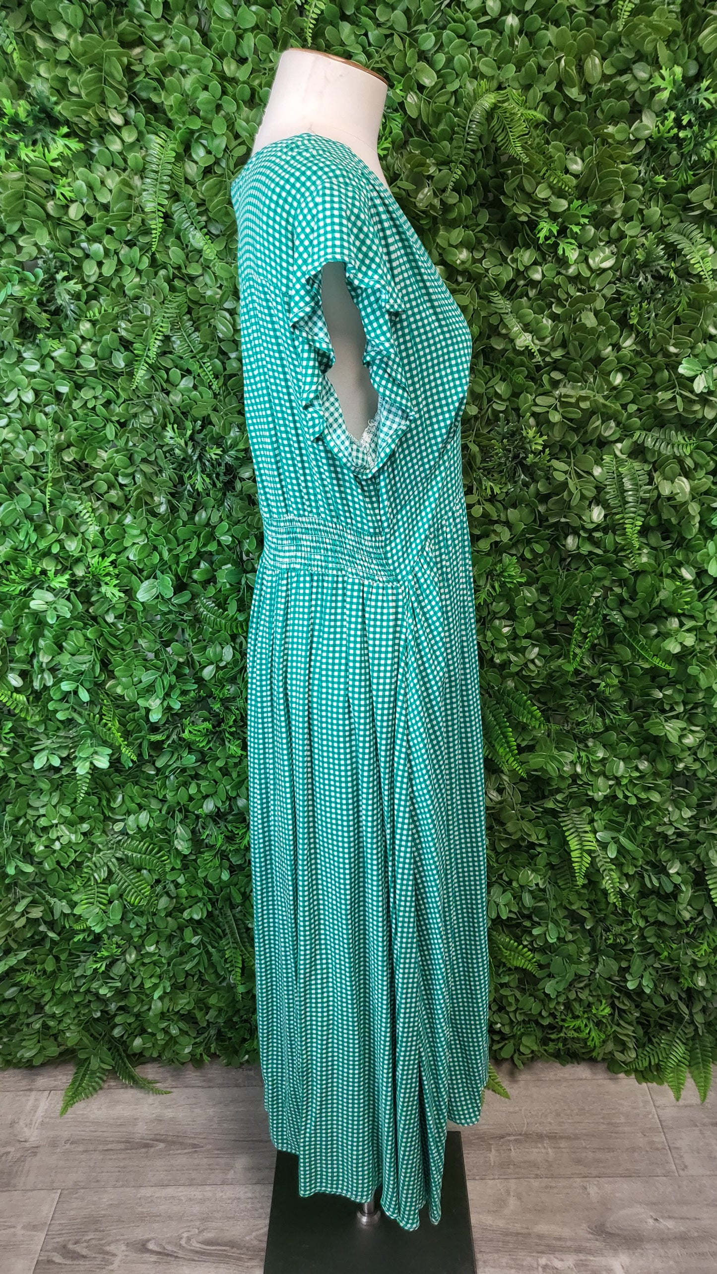 Sunday Boho Green Gingham Dress (14)