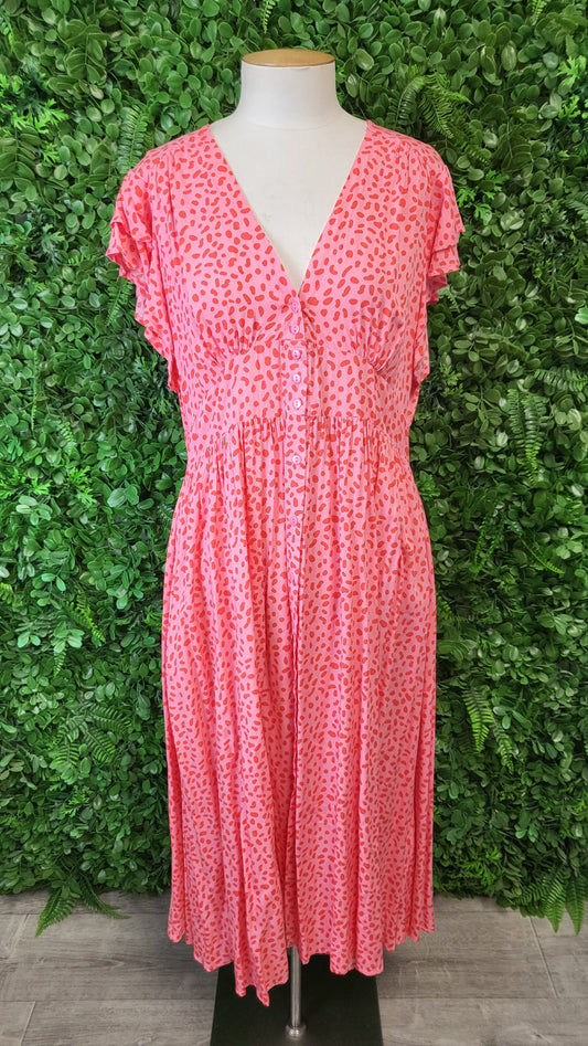 Sunday Boho Pink Frill Sleeve Dress (14)