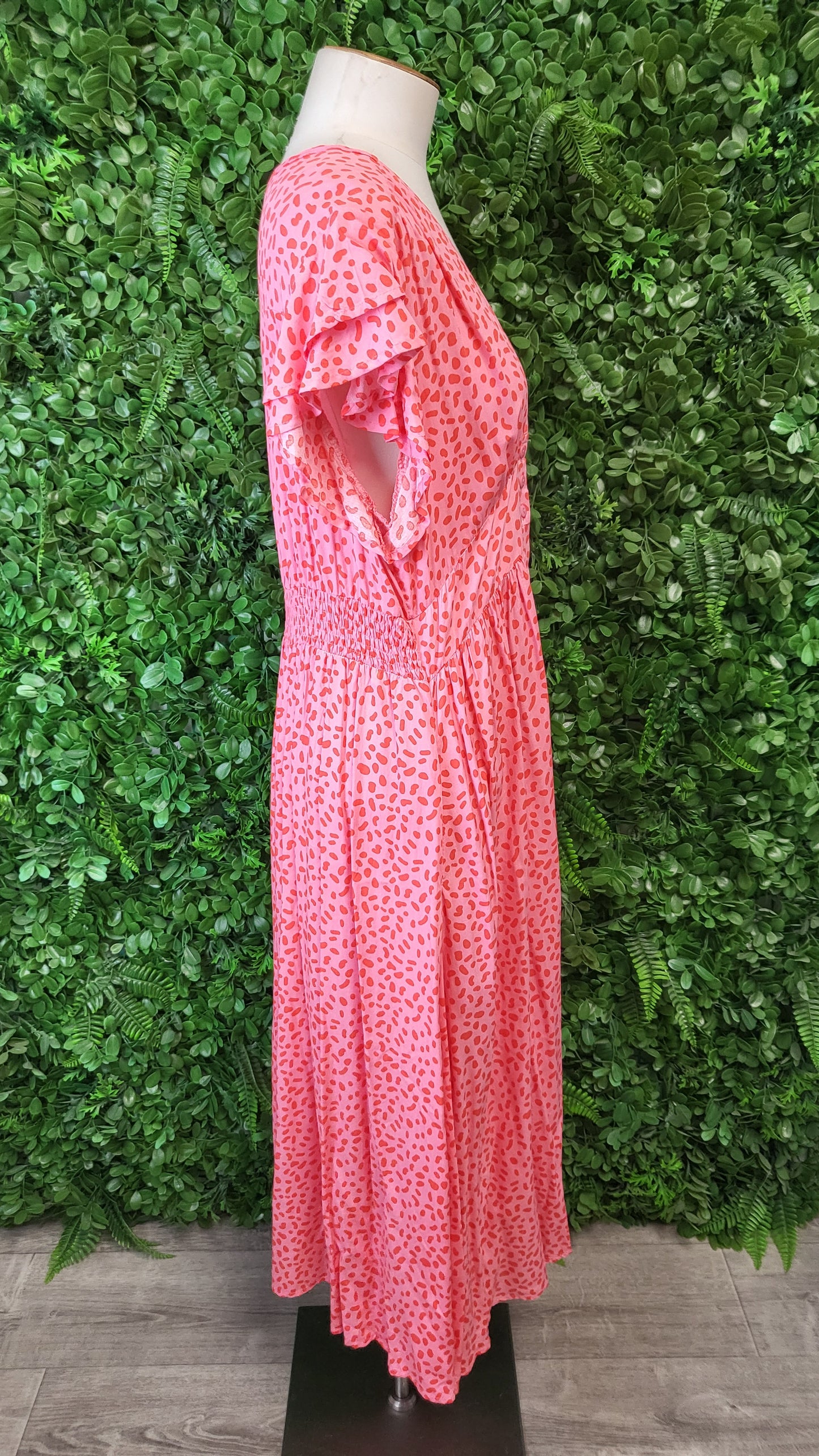 Sunday Boho Pink Frill Sleeve Dress (14)