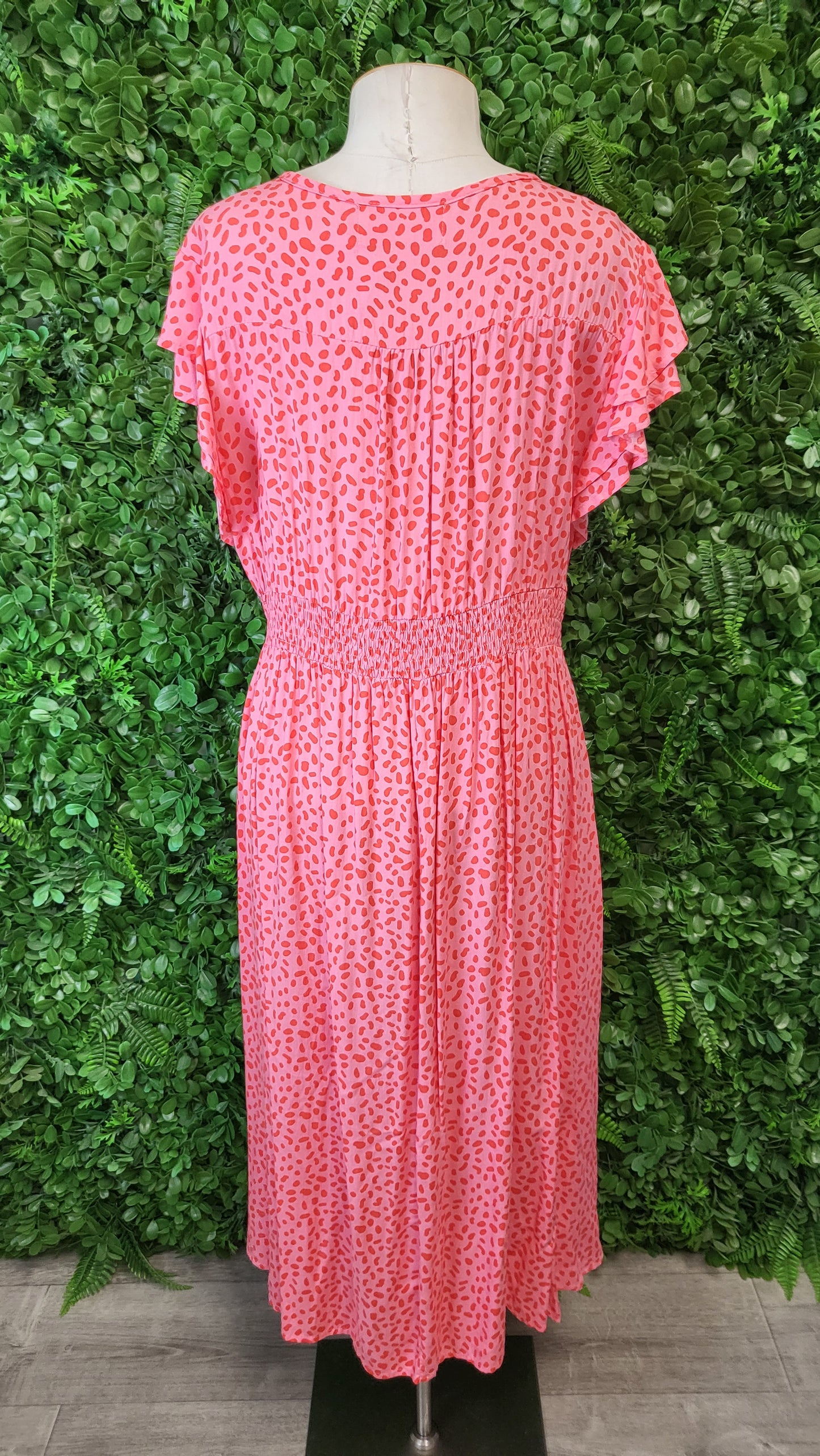 Sunday Boho Pink Frill Sleeve Dress (14)