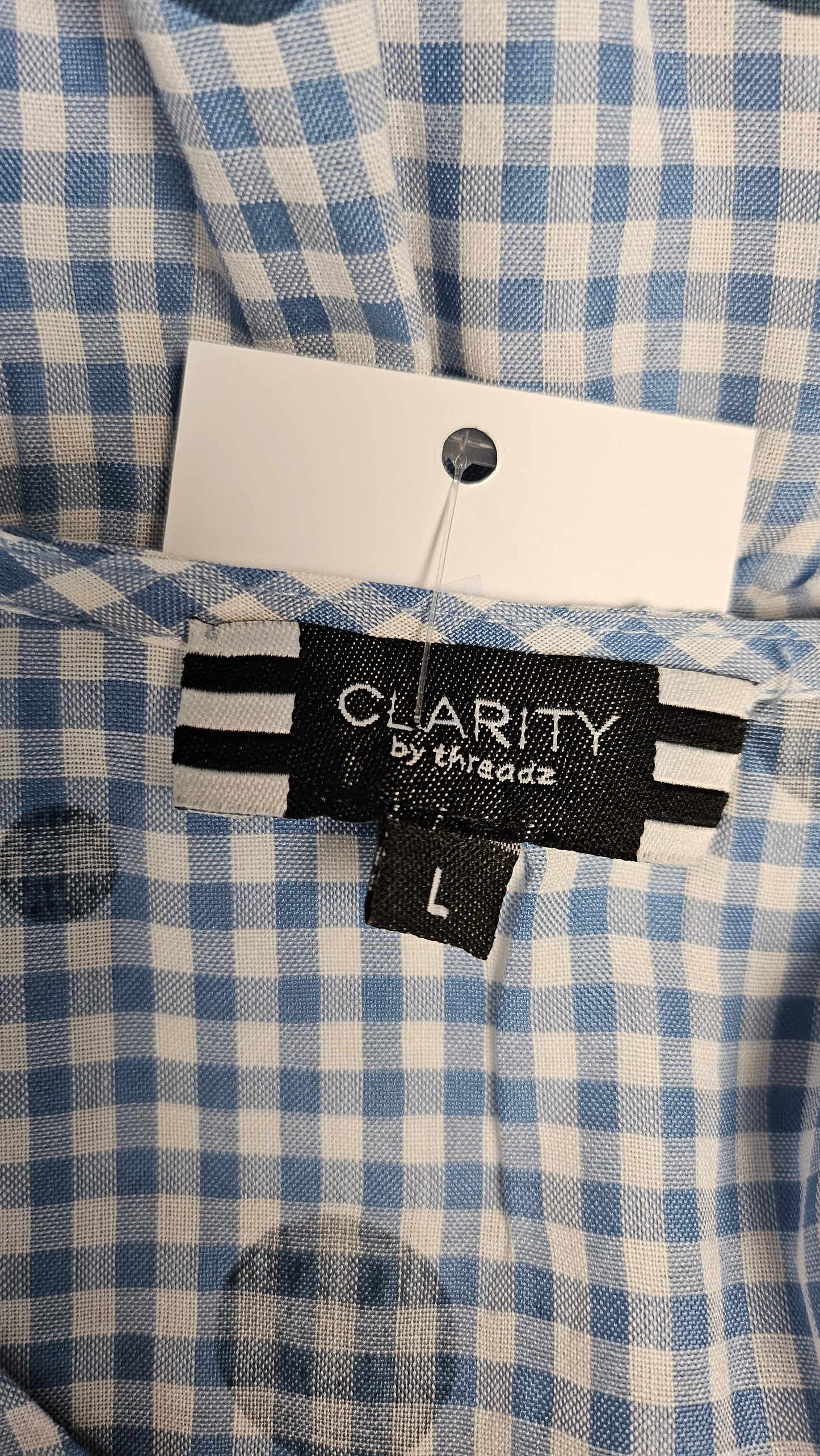Clarity by Threadz Blue Gingham Spot Dress (16-18)