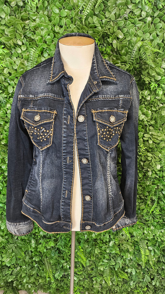 New London Distressed Dark Denim Denim Jacket (10)