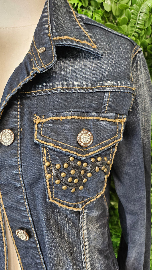 New London Distressed Dark Denim Denim Jacket (10)