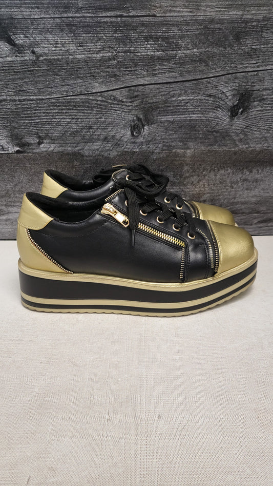 Taking Shape Black/Gold Platform Sneaker (39)