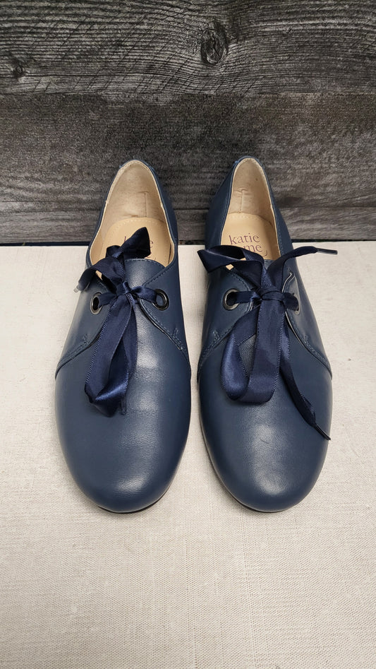 Katie 'n' Me Blue Leather Oxford Flats (37)