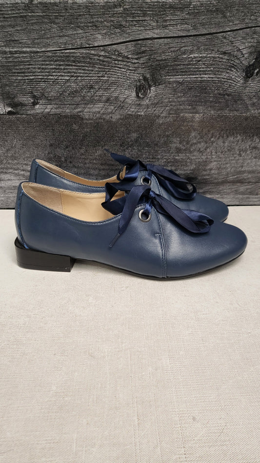 Katie 'n' Me Blue Leather Oxford Flats (37)