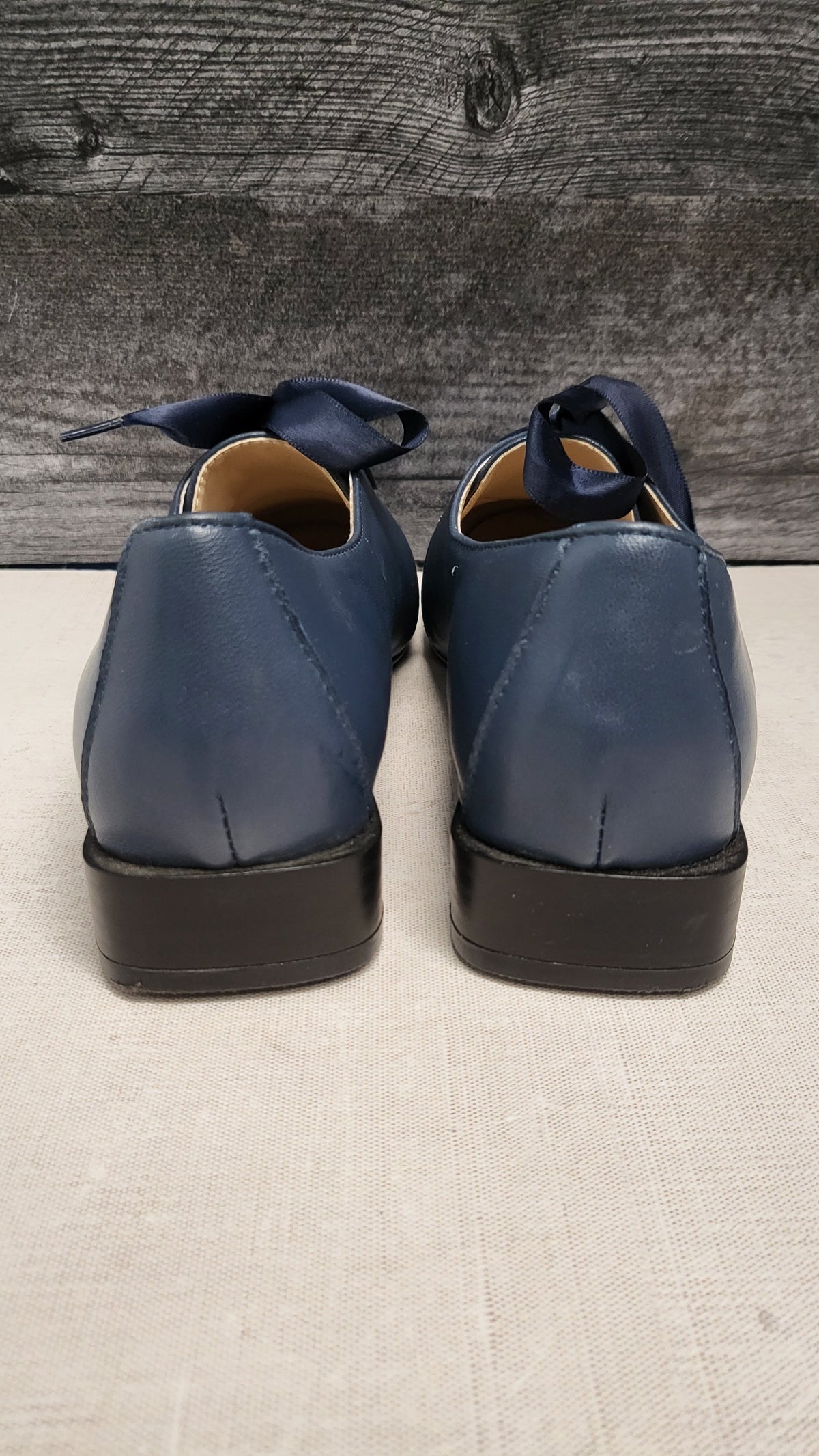 Katie 'n' Me Blue Leather Oxford Flats (37)