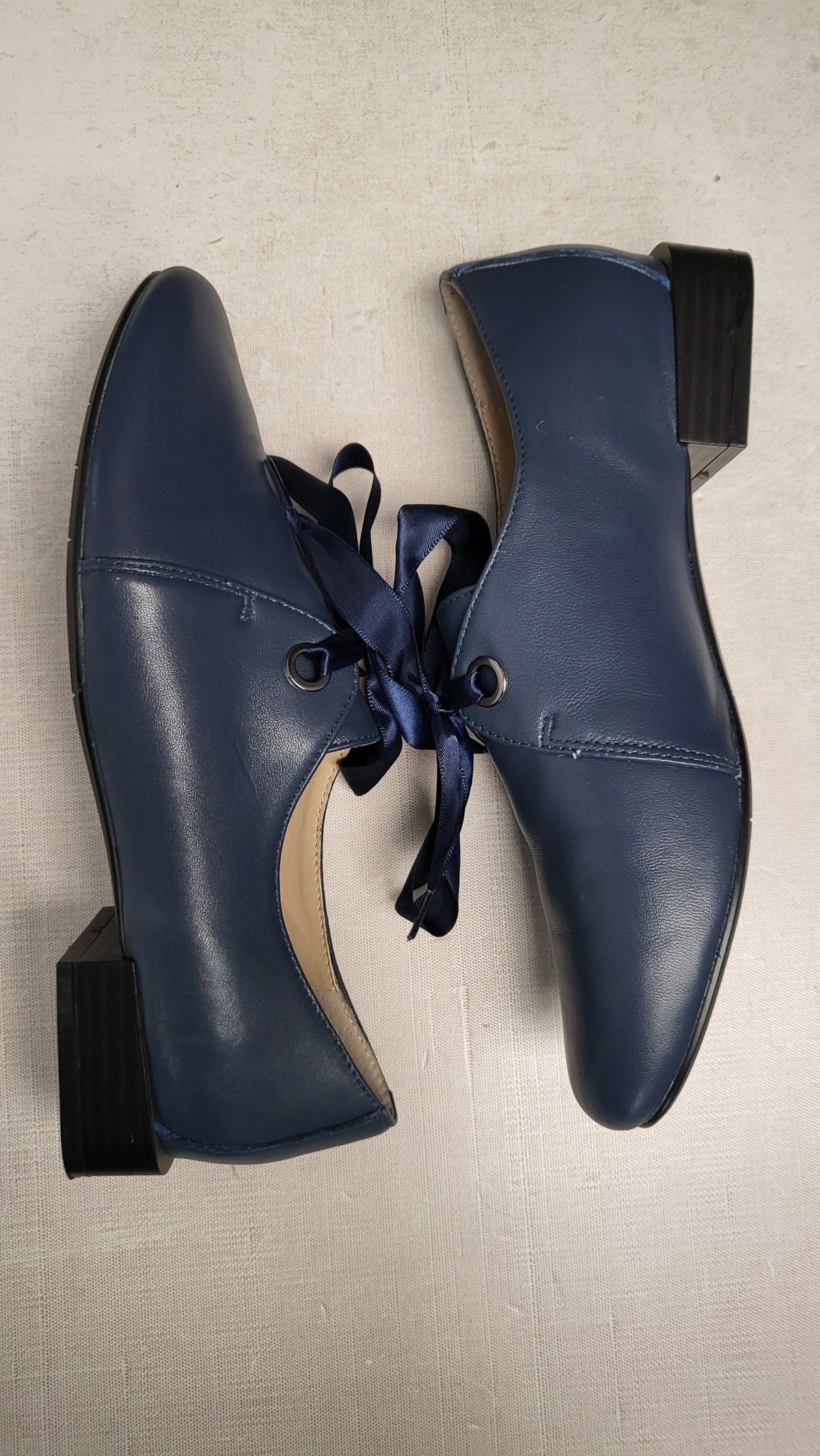 Katie 'n' Me Blue Leather Oxford Flats (37)