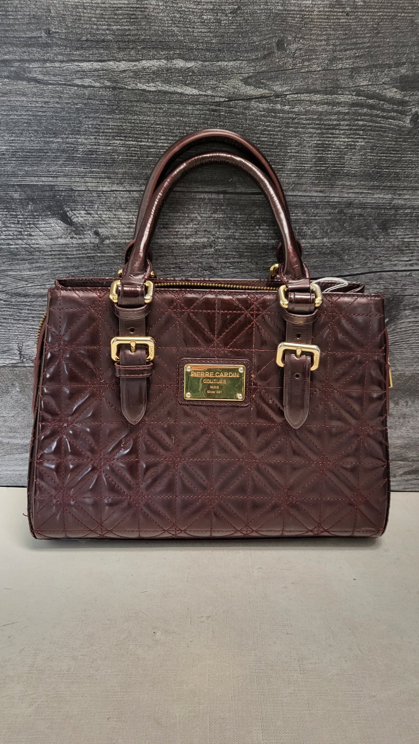 Pierre Cardin Plum Quilted Bag 30x23x9cm