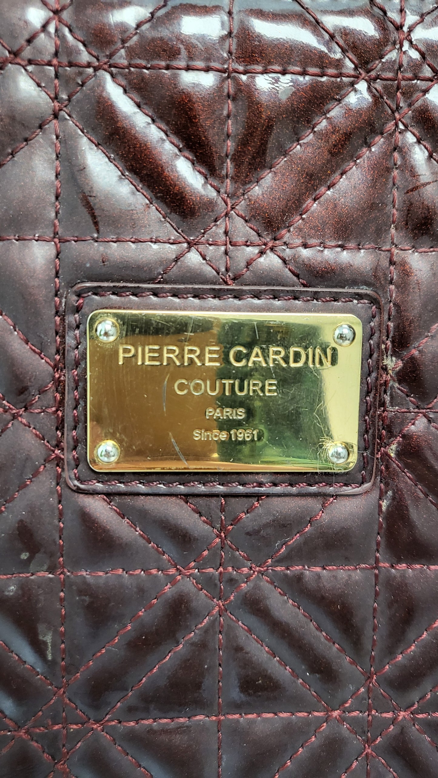 Pierre Cardin Plum Quilted Bag 30x23x9cm
