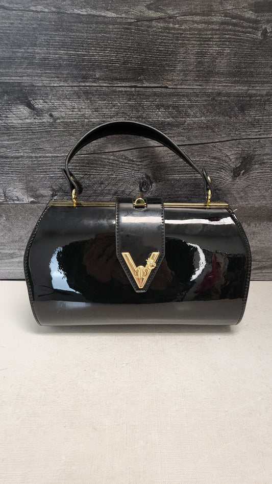 Vera May Black Patent Bowling Bag 28x21x15cm