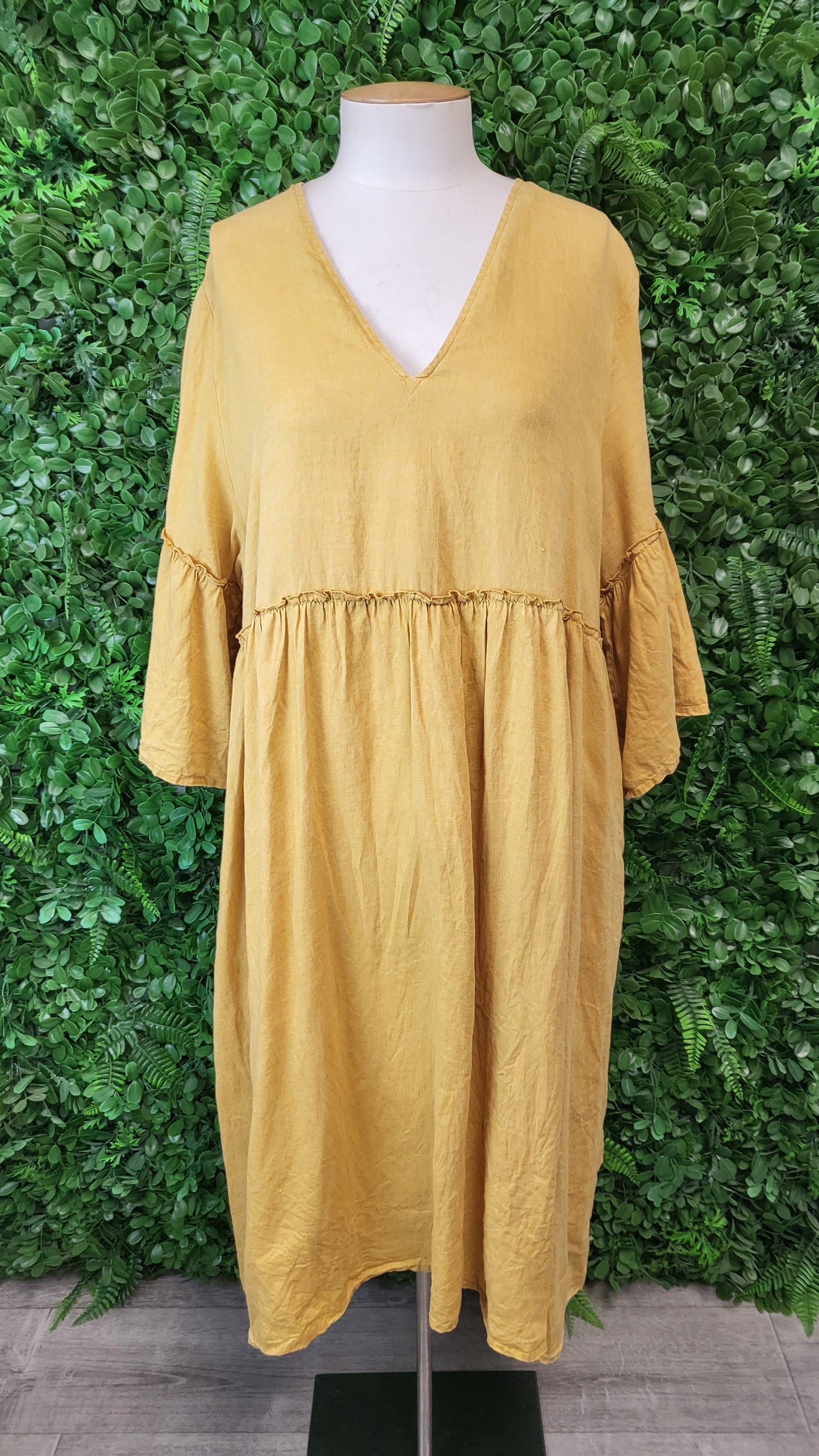 Isle Of Mine Mustard Linen Dress (14-16)